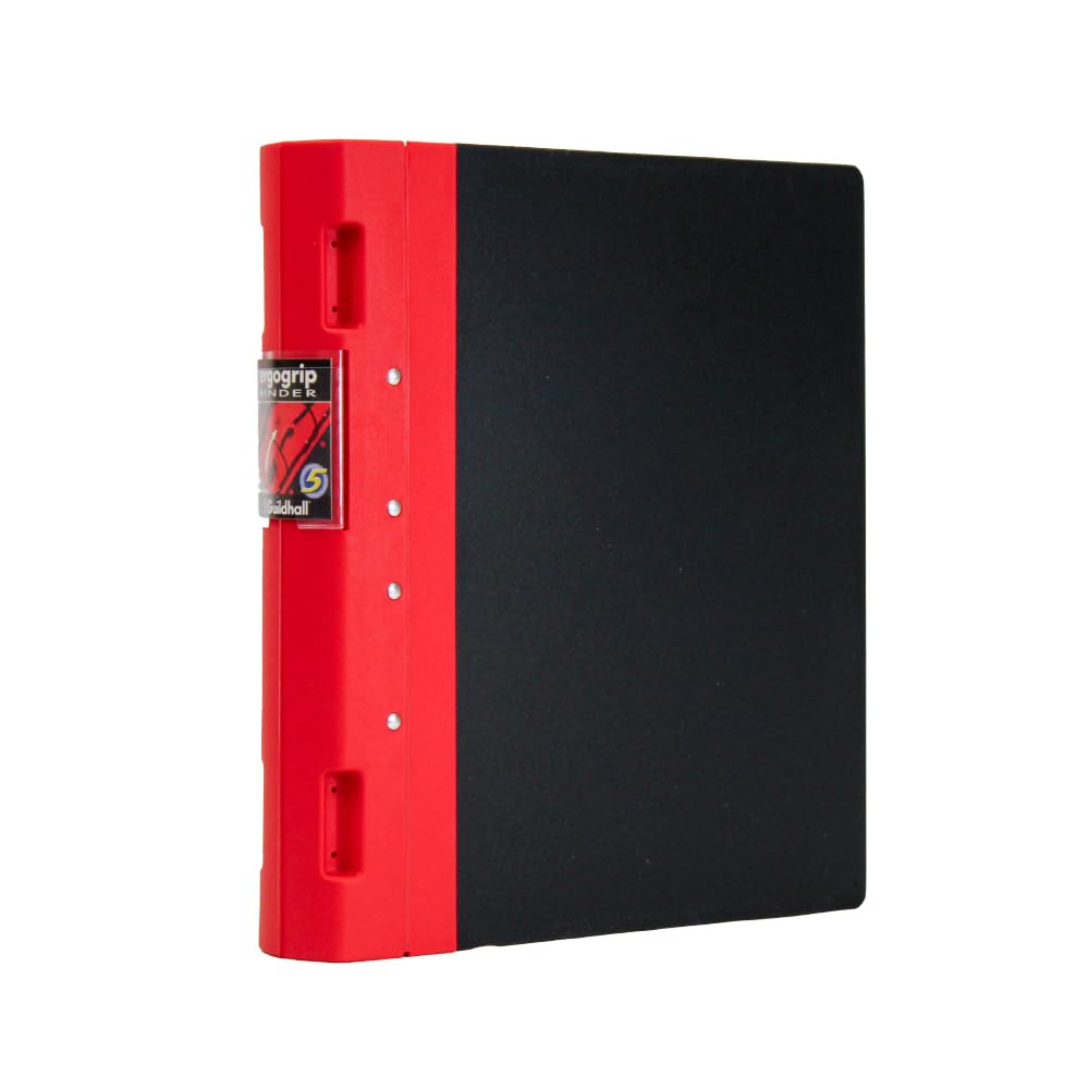 Exacompta Guildhall Ergogrip 2-Ring A4 Binder - Red | Durable School & Office Supplies for Organizing Documents & Presentations