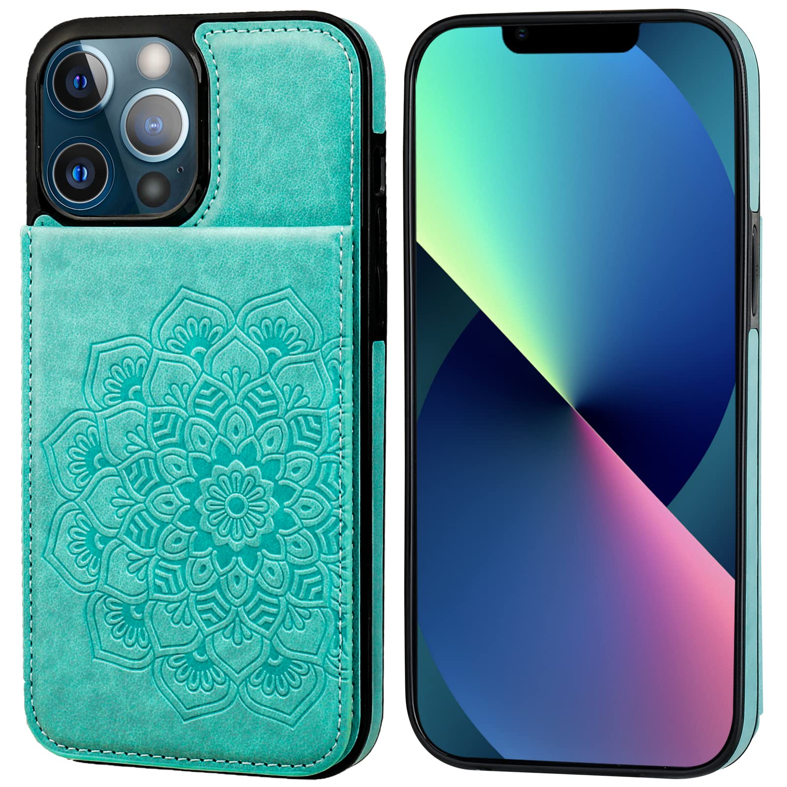 Premium PU Leather iPhone 13 Pro Max Wallet Case with Kickstand & Magnetic Closure - Shockproof Protective Flip Cover with Credit Card Slots (6.7
