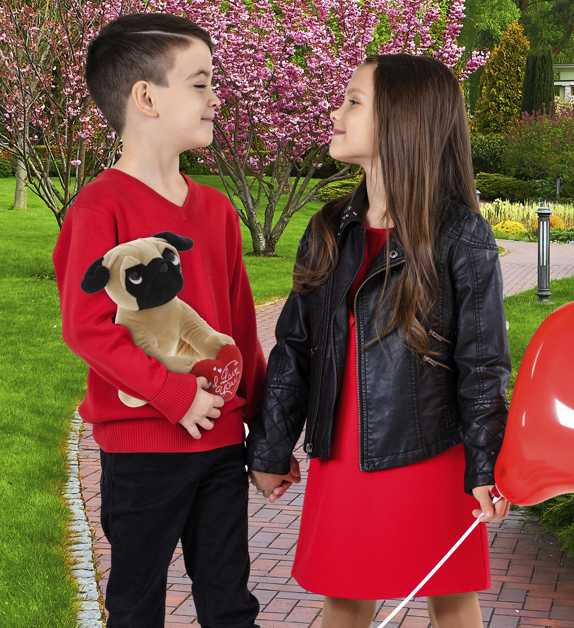 Personalized I Love You Plush Pug Dog Stuffed Animal - 10 Inch Valentine's Day Gift with Red Heart & Name Customization for Her/Him | Perfect for Anniversaries, Birthdays & Romantic Dates | Cute Home Decor & Surprise Gift Idea