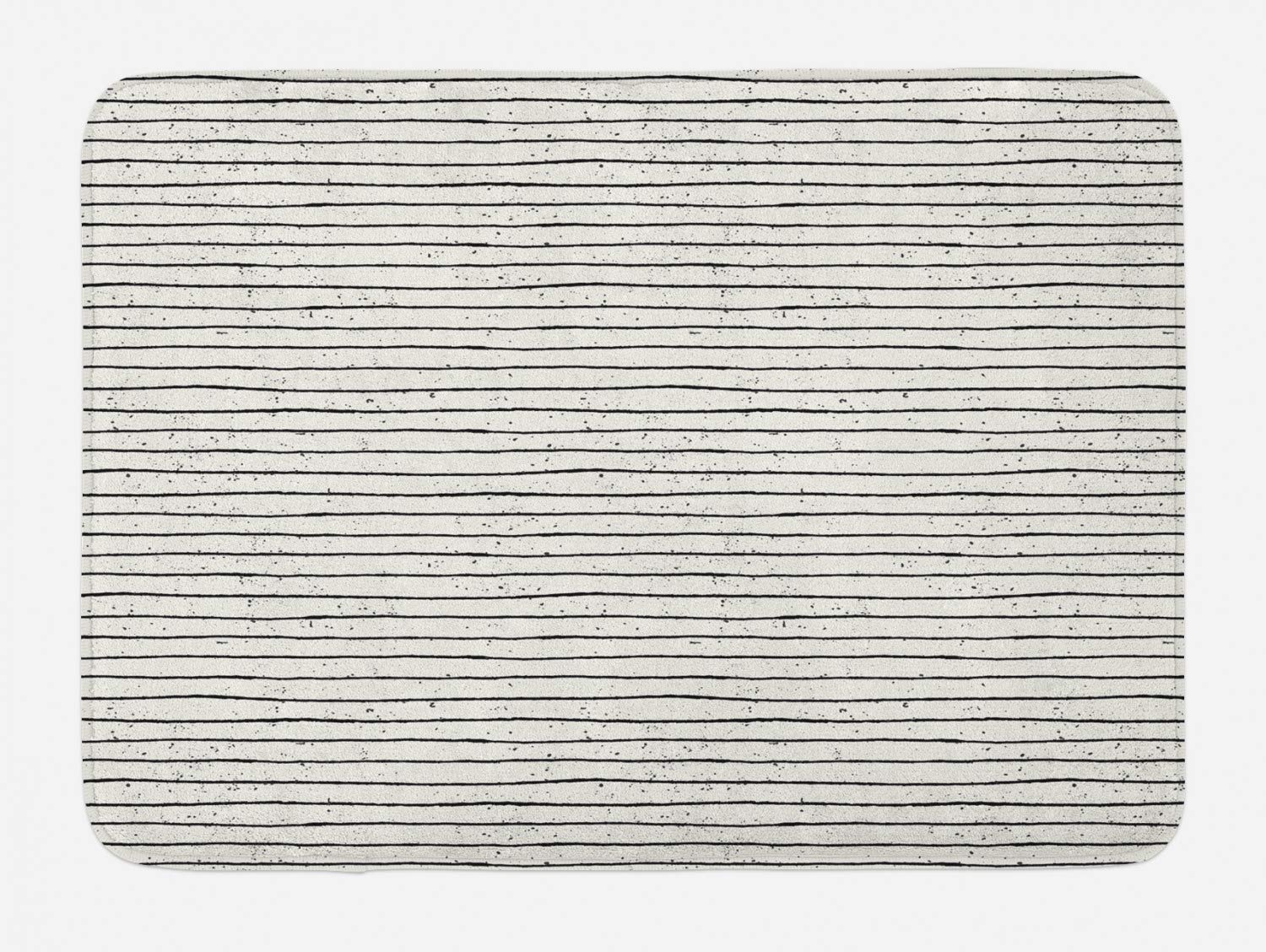 Ambesonne Plush Non-Slip Bath Mat - Hand Drawn Stripes with Grunge Spots, 30