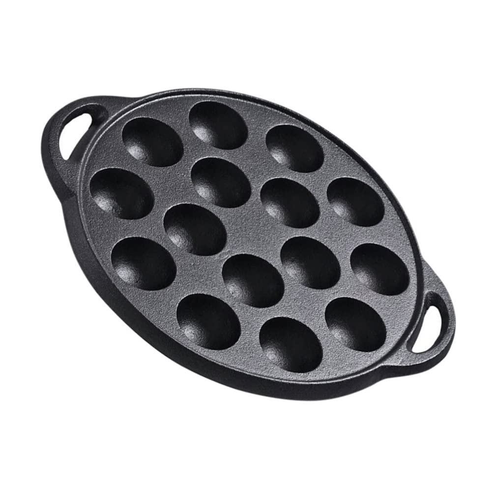 Cast Iron Aebleskiver Pan - 15 Hole Nonstick Danish Pancake Ball Maker for Stuffed Pancakes, Perfect for Home Kitchen Baking & Breakfast | Great for Ebelskiver, Takoyaki, and Appetizer Bites