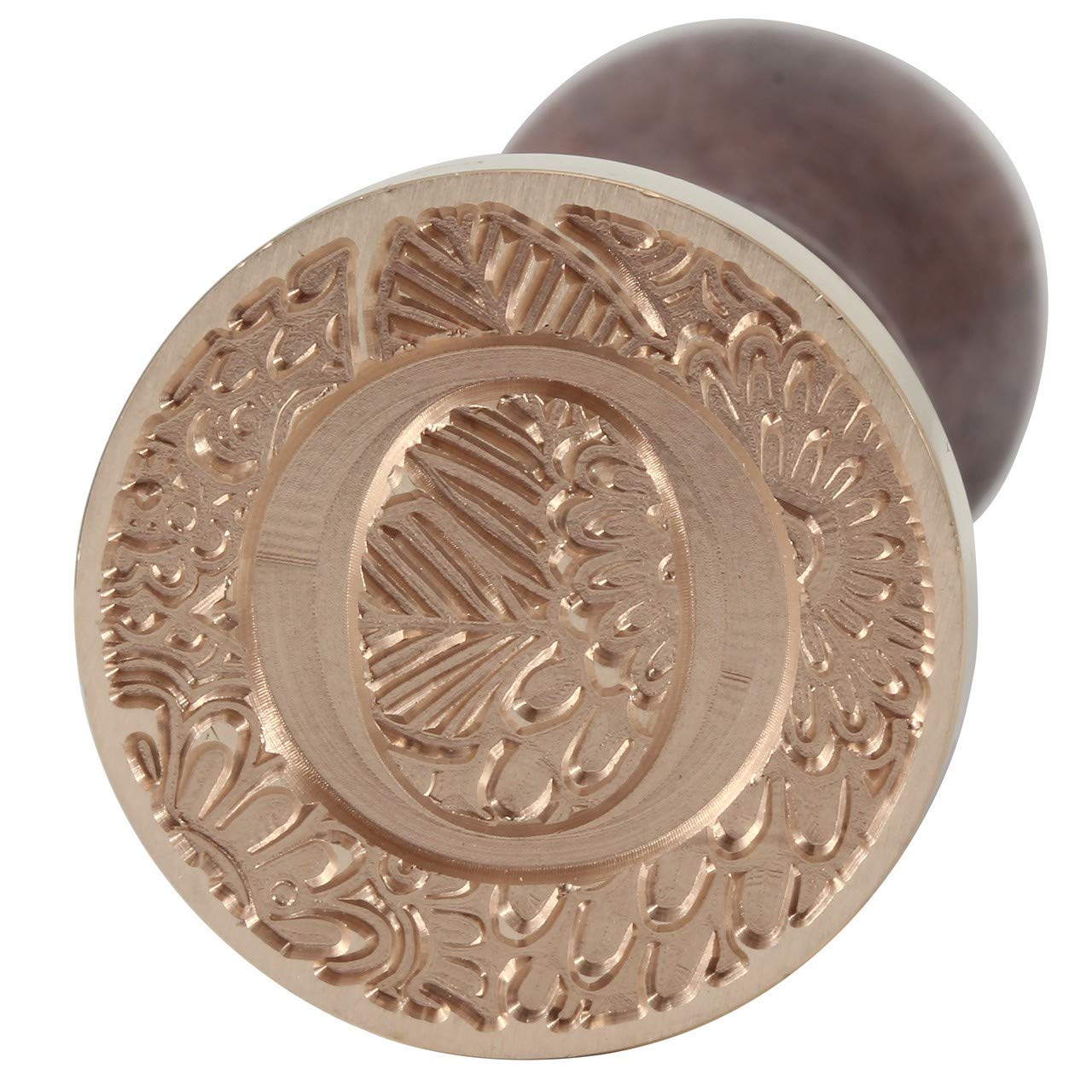 Yoption Brass Letter O Wax Seal Stamp with Wooden Handle - Botanical Alphabet Initial Sealing Wax Stamp for Wedding Invitations, DIY Crafts & Vintage Letter Writing