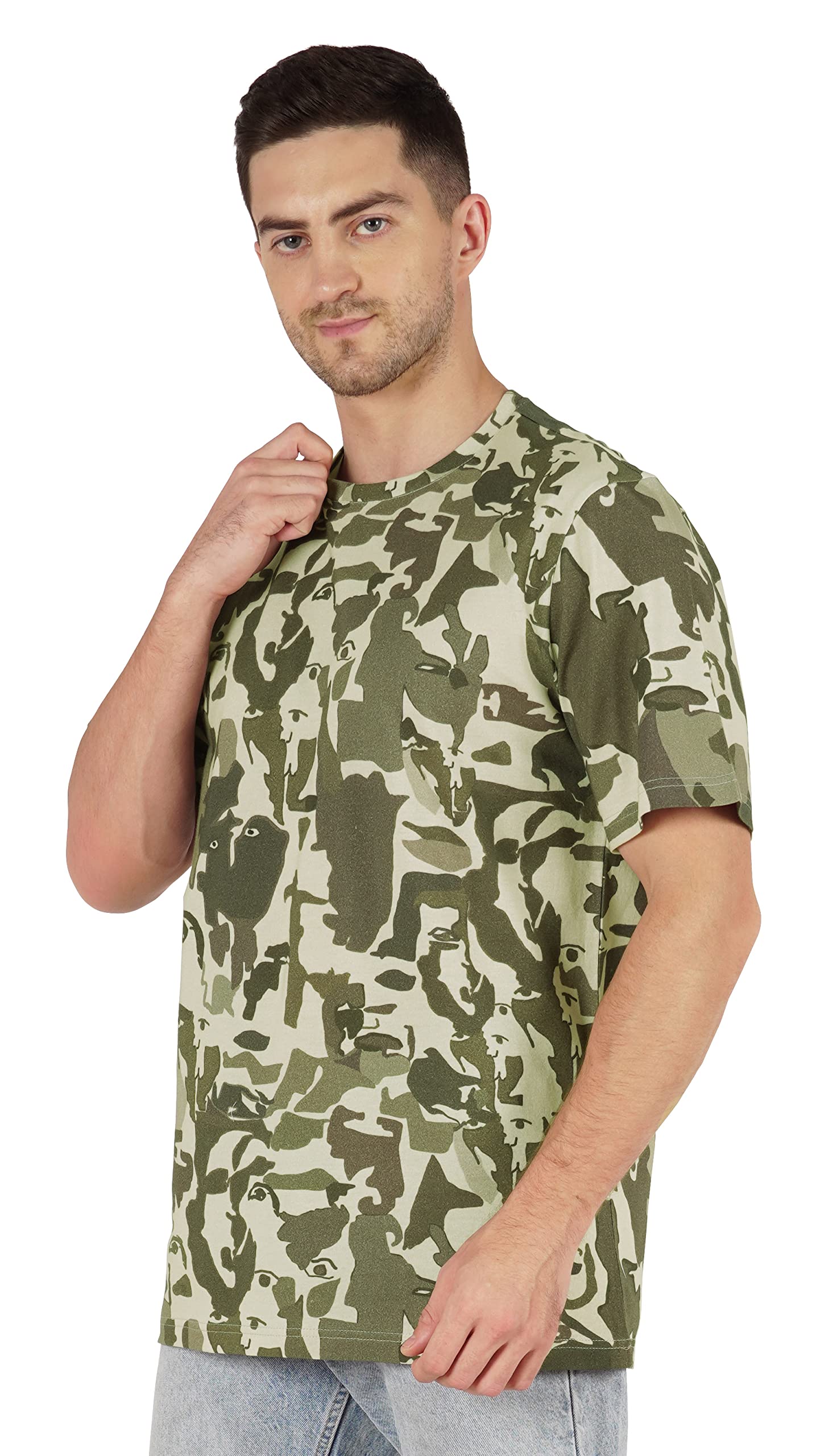 Inkmeso Men's Half Sleeve T-Shirt - Loose Fit Casual Printed Tee for Summer, Beach & Holiday - Breathable Cotton Shirt for Outdoor Activities, Travel & Streetwear