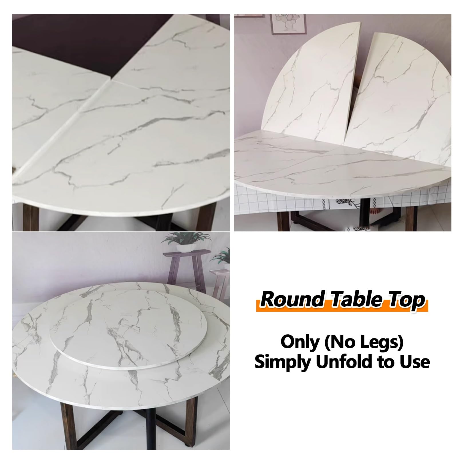 120cm to 240cm Expandable Round Wooden Table Top - Foldable Replacement Tabletop for Dining, Events & Home Decor | Easy Storage Circle Wood Surface (No Legs Included)