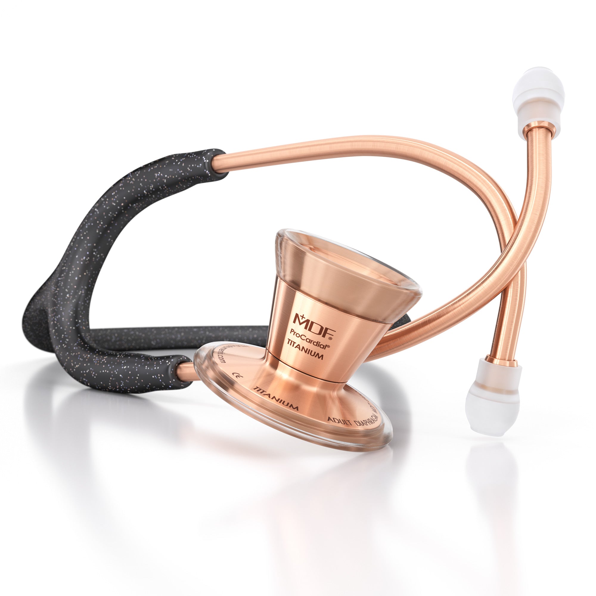 ProCardial® Titanium Cardiology Stethoscope - Black Glitter & Rose Gold Finish | Premium Medical Stethoscope for Doctors, Nurses & Healthcare Professionals | Ideal for Cardiology, ER & Clinical Use
