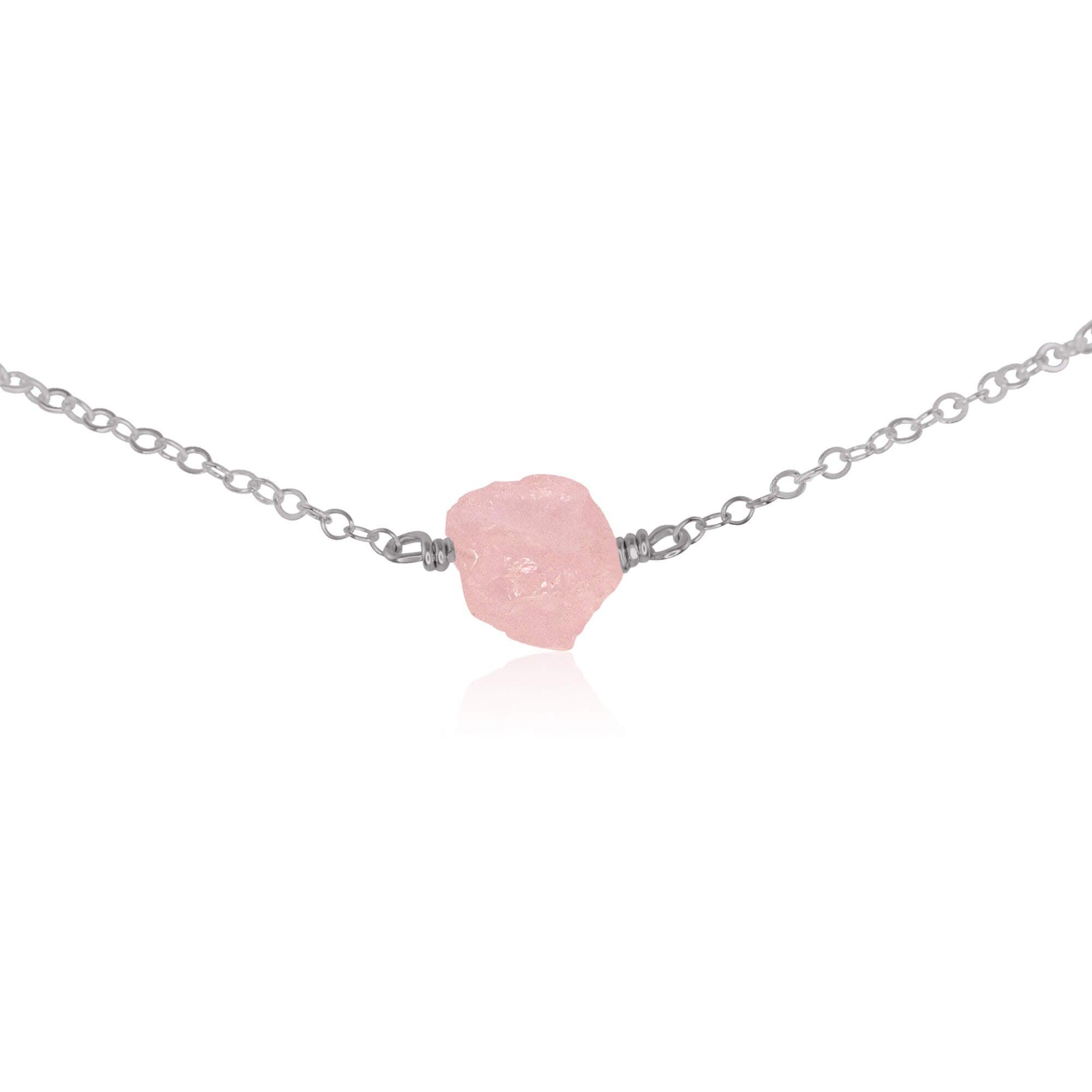 Raw Rose Quartz Crystal Nugget Choker Necklace - Natural Healing Stone Jewelry for Women, Spiritual Energy & Chakra Balancing - Perfect for Meditation, Yoga & Boho Fashion