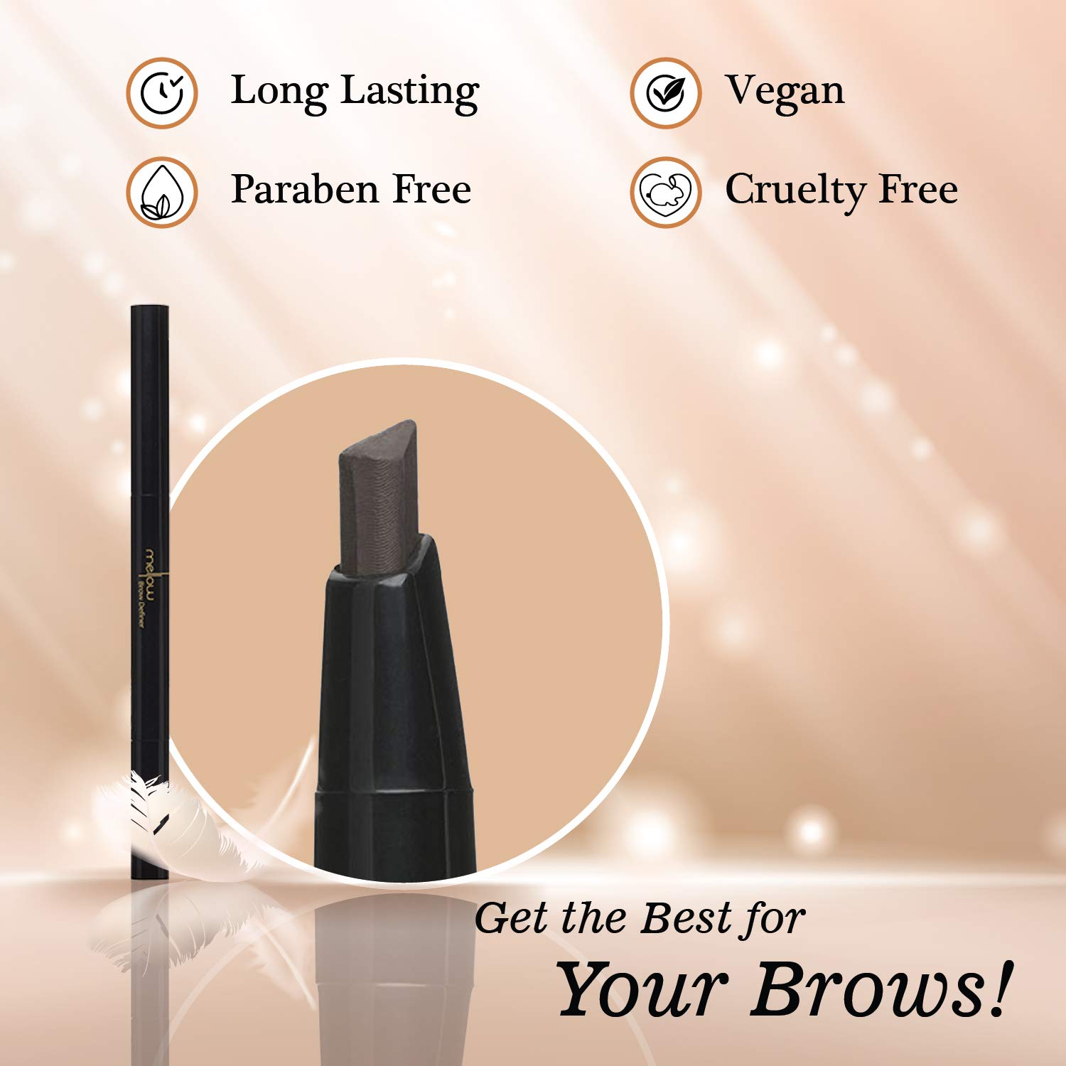 Mellow Cosmetics Brow Definer Eyebrow Pencil - Triangular Tip for Precise Application, Non-Greasy & Long Lasting Formula, Smooth Glide Professional Eyebrow Makeup | Cruelty Free, Vegan & Paraben Free (Chocolate) | Perfect for Everyday Makeup, Salon Looks & On-The-Go Touch Ups