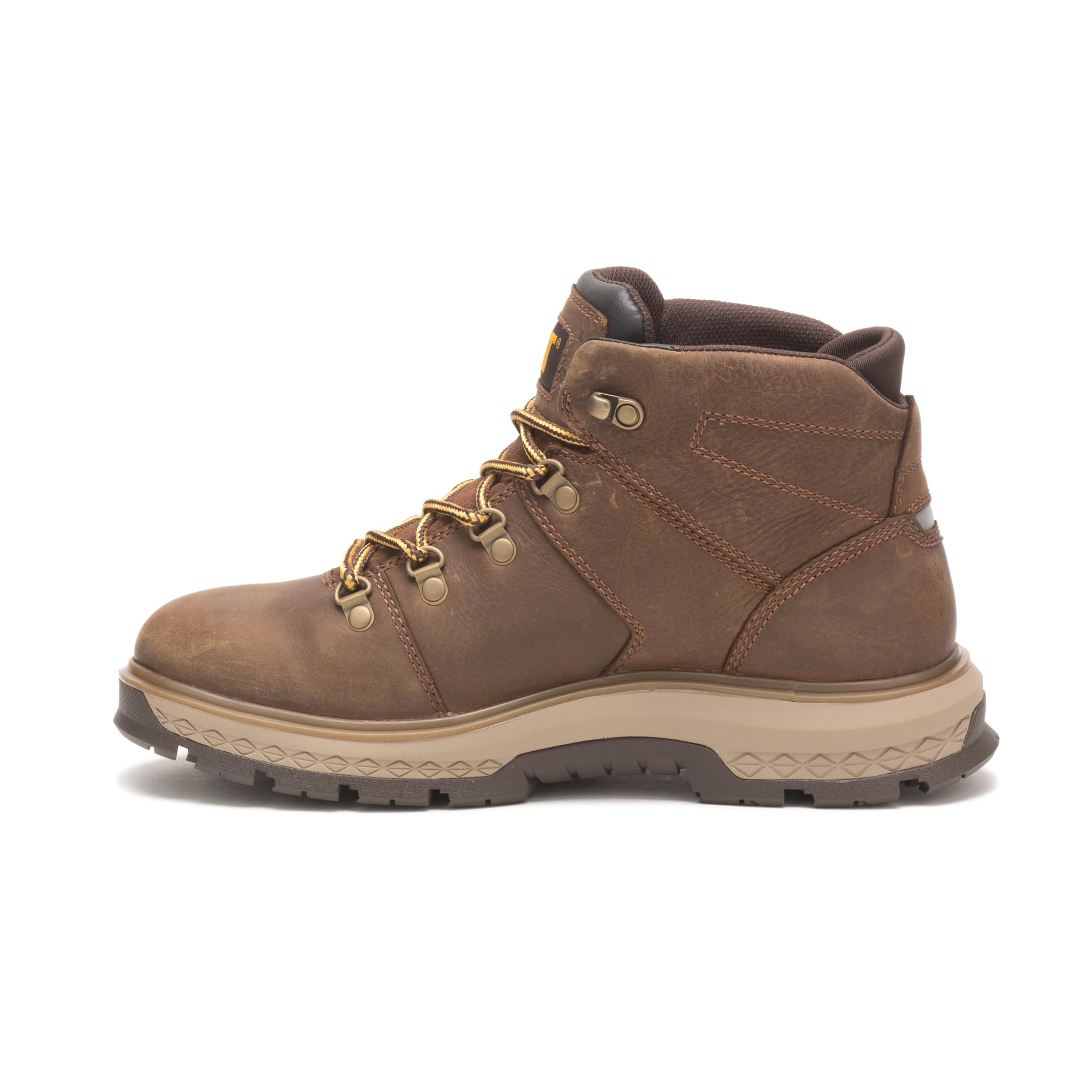Cat Footwear Men's Exposition Hiker Waterproof Construction Boot - Durable Work Boots for Outdoor & Hiking - Pyramid Brown, Size 12 - Ideal for Construction Sites, Hiking Trails & Rough Terrain