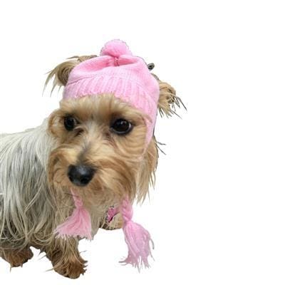 Scottish Cable Knit Dog Hat - Pink | Warm & Stylish Winter Pet Accessory for Small & Medium Dogs | Perfect for Outdoor Walks & Photo Shoots