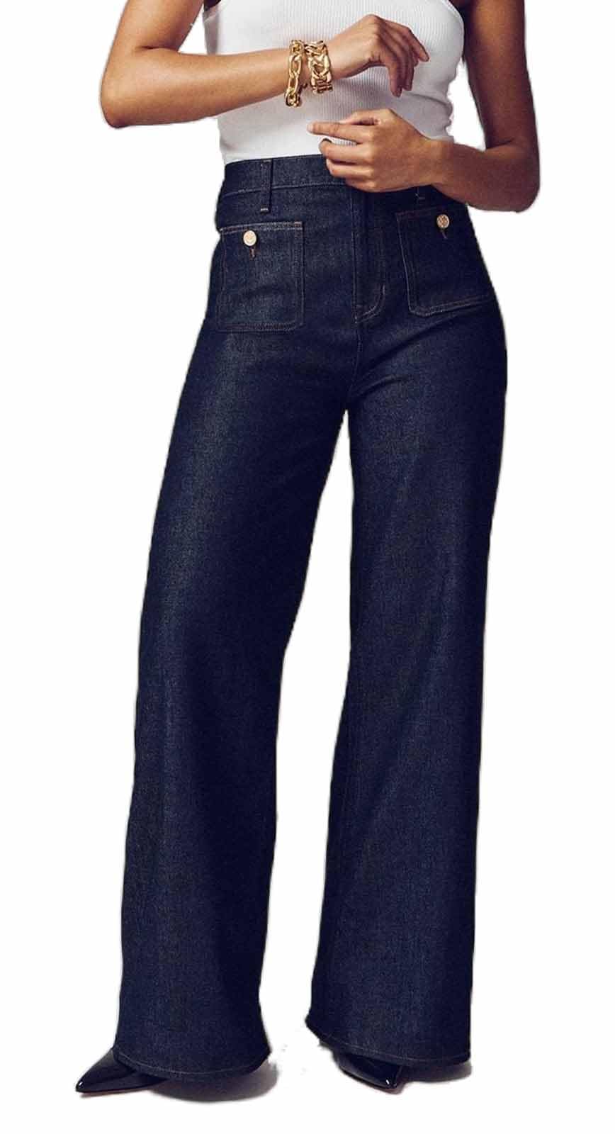 Lovinpro High Waisted Tummy Control Sailor Wide Leg Jeans - Stretchy Straight Leg Denim Pants for Women | Perfect for Work, Casual Outings & Date Nights