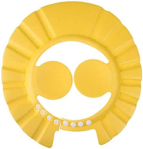 Sage Square Adjustable Baby Shower Cap with Soft Ear Protectors - Waterproof Bathing Hat for Infants & Toddlers (Yellow, 1 Pack) - Gentle Hair Wash Solution for Sensitive Skin & Fearful Babies
