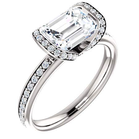 4 CT Emerald Colorless Moissanite Engagement Ring Set for Women - Sterling Silver Wedding Bridal Ring Set with Solitaire Prong - Anniversary Promise Gift for Her - Perfect for Proposals, Weddings & Special Occasions
