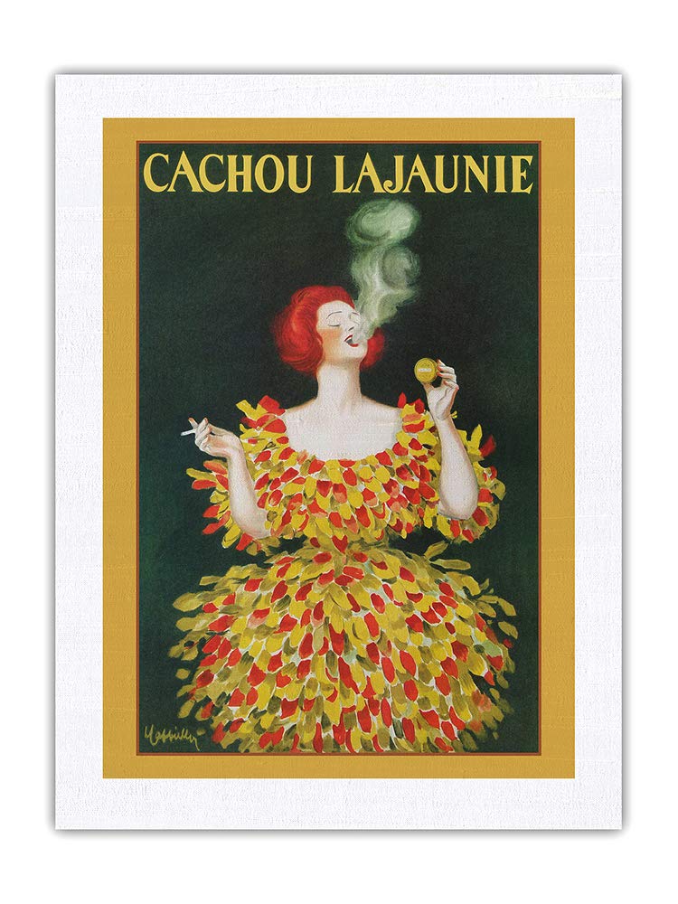 Pacifica Island Art Cachou Lajaunie Licorice Breath Mints - Vintage 1920s Leonetto Cappiello Advertising Poster - 100% Pure Silk Dupioni Fabric Print 24x32 Inches - Perfect for Home Decor, Office Wall Art & Vintage Collectibles