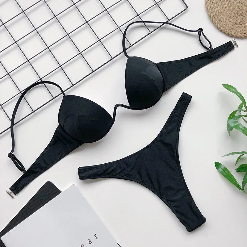 8 Colors Women's Halter Bikini Set - Push Up Swimwear, Bandeau Swimsuit & Sexy Bathing Suit for Beach, Pool Party & Summer Vacation
