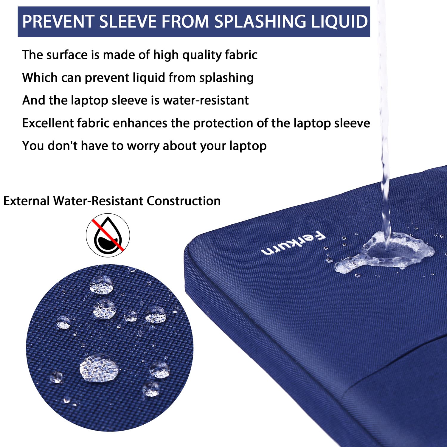 Ferkurn 11.6 Inch Waterproof Laptop Sleeve Case - Compatible with MacBook Air/Pro, iPad, Surface Pro, Chromebook, Acer, HP, Dell, ASUS & Lenovo - Protective Cover for Men & Women (Blue) - Perfect for Travel, Work & School