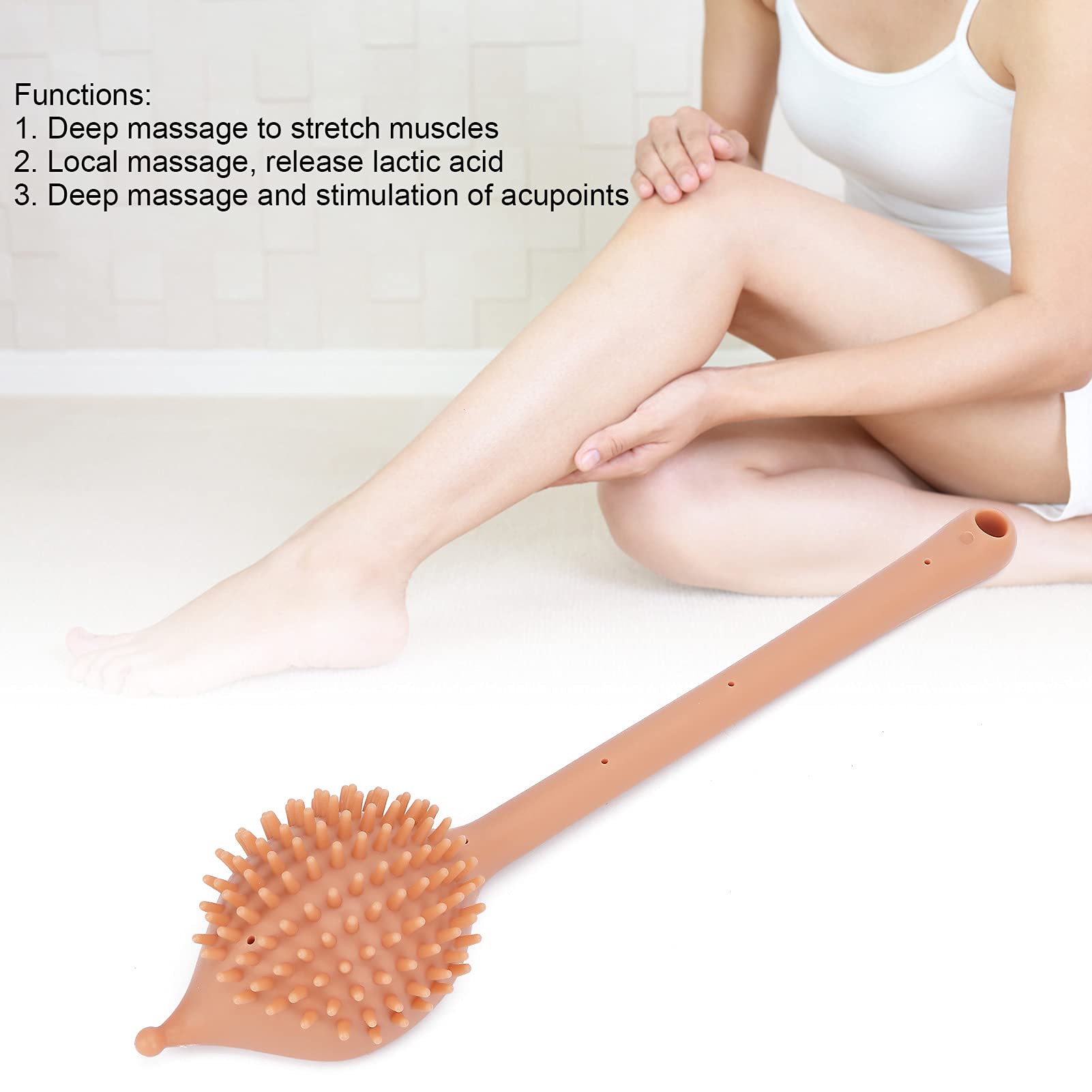 Double Sided Meridian Massage Hammer Stick - Silicone Body Pat Massager for Men & Women to Relieve Muscle Fatigue & Stress | Perfect for Post-Workout Recovery, Office Relaxation & Home Spa (Khaki)