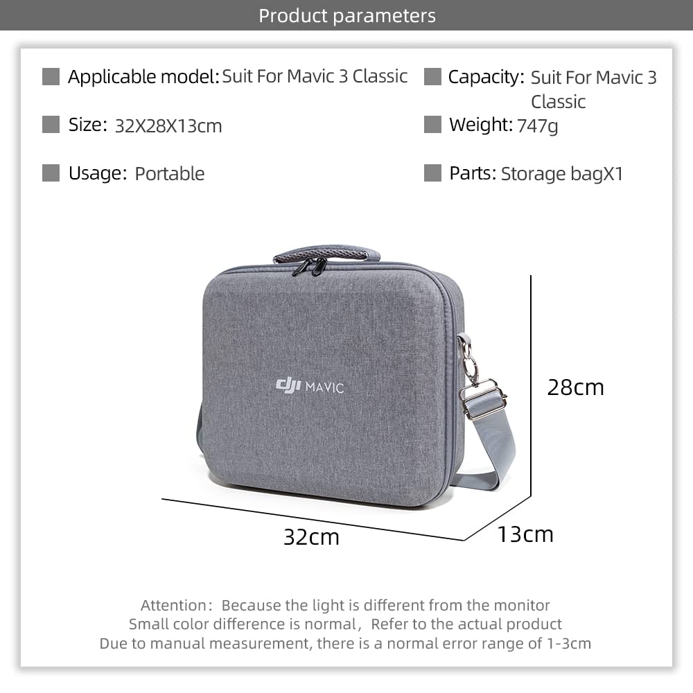**Fenmaru Mavic 3 Classic Case for DJI Mavic 3 Classic Drone Accessories - Portable Travel Storage Bag Compatible with DJI RC, RC-N1 & Pro Controller (Grey) - Perfect for Travel, Hiking & Outdoor Adventures**