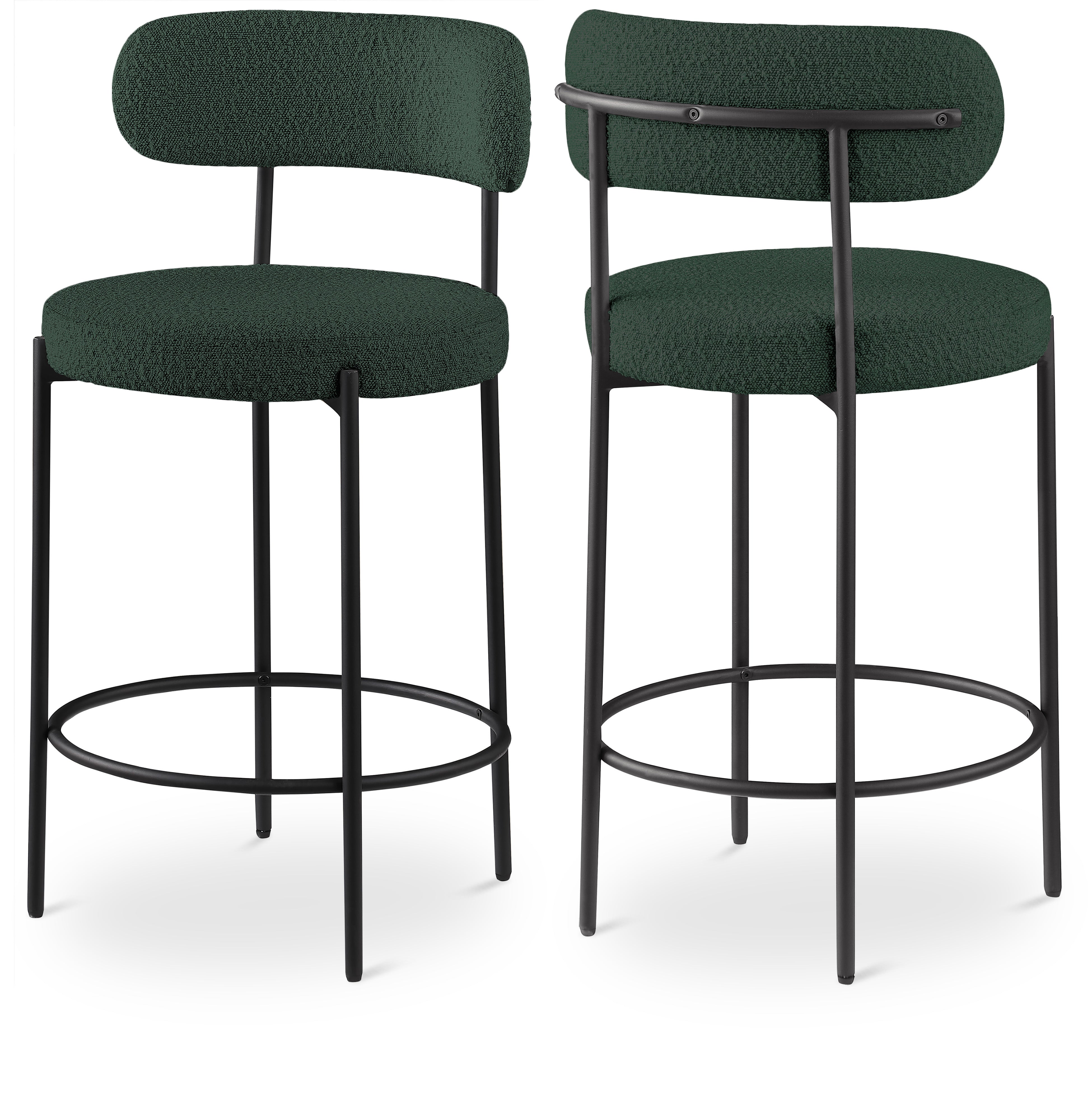 Beacon Boucle Fabric Stool - Modern Round Accent Chair with Soft Textured Upholstery for Living Room, Bedroom & Office Decor