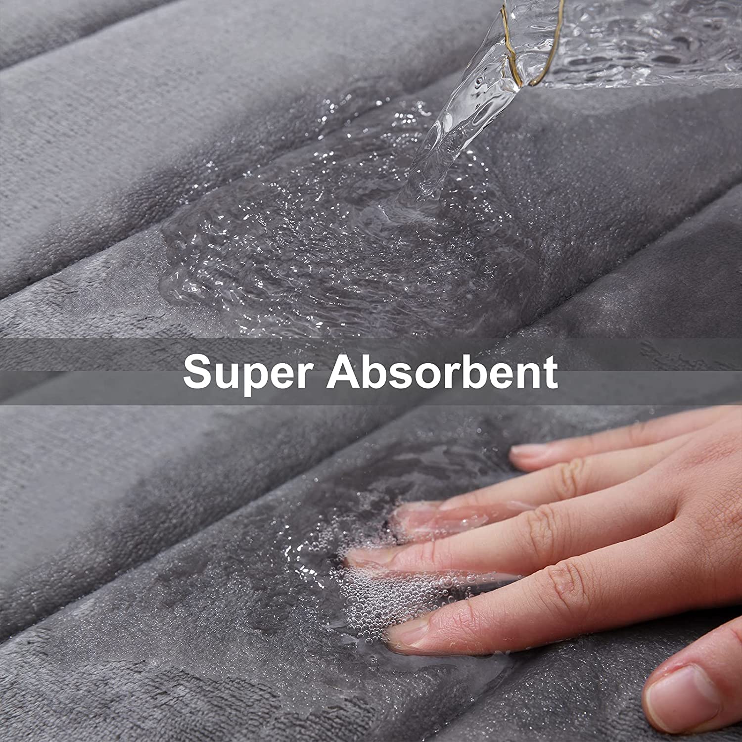Smiry Memory Foam Bath Mat 40x60cm - Ultra Soft Non-Slip Super Absorbent Bathroom Floor Mat - Machine Washable Quick Dry Bath Rug - Dark Grey - Perfect for Bathroom, Shower & Spa Areas