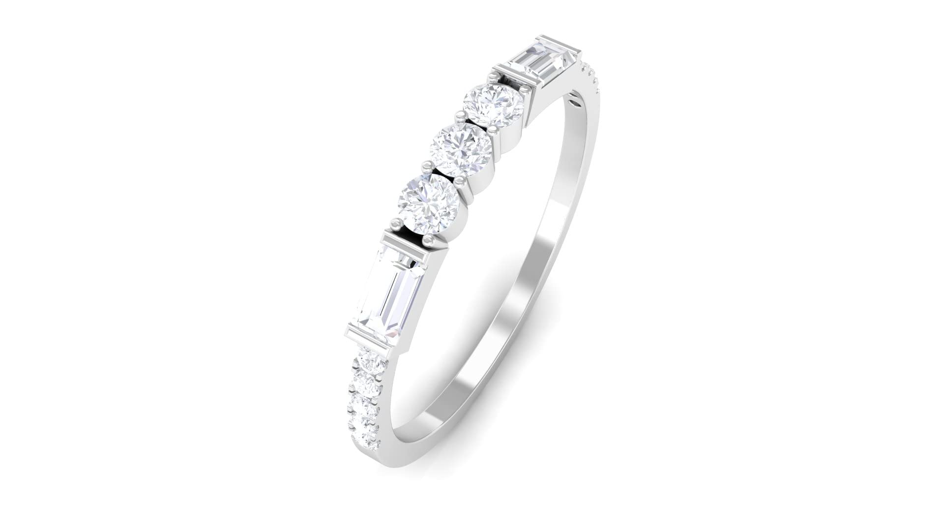 Moissanite Half Eternity Ring for Women - 14K Solid Gold Round Cut Moissanite Wedding Band - Perfect for Engagement, Anniversary & Everyday Elegance