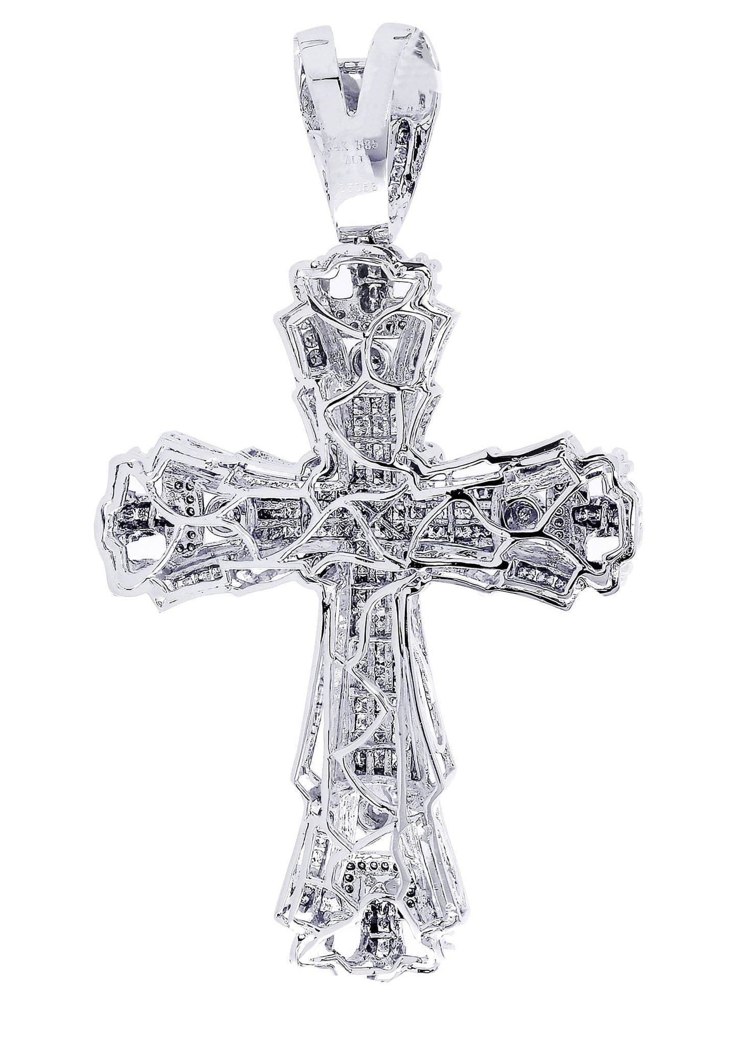 4.3 Carat Diamond Cross Pendant Necklace - 31.55 Grams Solid Gold Religious Jewelry for Women - Perfect for Baptism, First Communion & Special Occasions