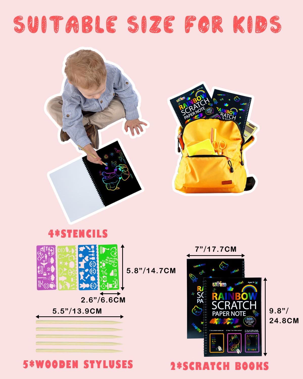 OSLINE Arts and Crafts Kit for Kids Ages 3-12 - Rainbow Scratch Paper Art Notebooks & Creative Art Supplies Set - Perfect Gift for Boys & Girls - Birthday, Easter, Party Favors for Ages 4-8 - Fun DIY Activity for Home, School & Holiday Celebrations