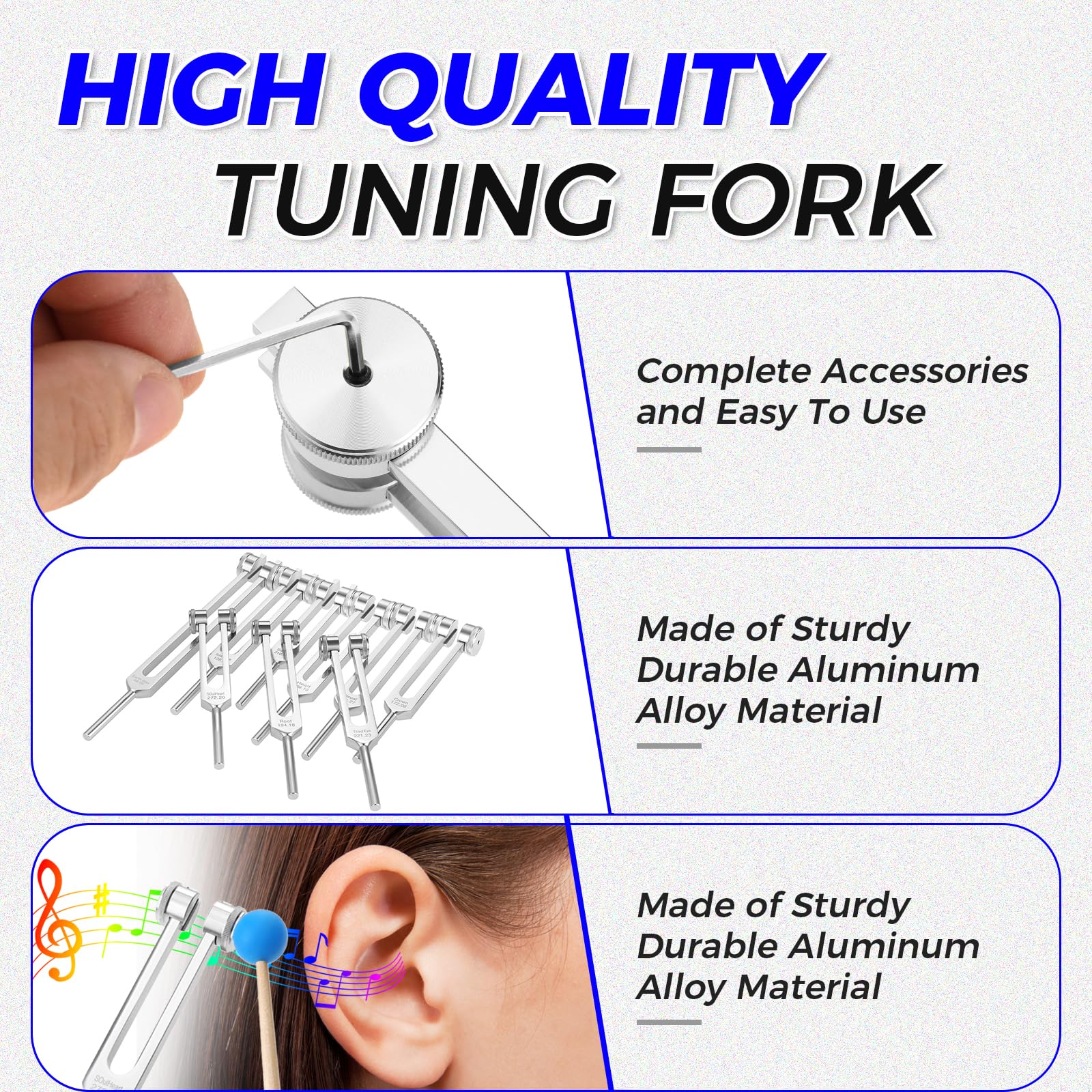 9-Piece Silver Chakra Weighted Tuning Forks Set for Energy Healing & Sound Therapy - 8 Chakra + 1 Soul Purpose Solfeggio Forks with Carrying Bag & Hammer - Perfect for Meditation, Reiki, Yoga, and Holistic Wellness Practices