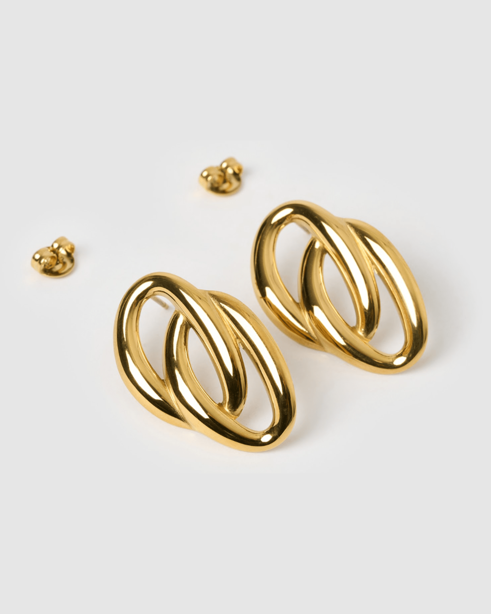 Izoa Florence Stud Earrings - 14K Gold Plated Minimalist Earrings for Women, Everyday Wear & Gift Giving
