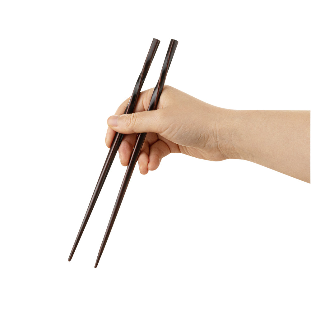 Premium Dark Brown Bamboo Twisted Chopsticks - Set of 10 - Eco-Friendly & Durable - Perfect for Asian Cuisine, Sushi, Noodles & Home Dining