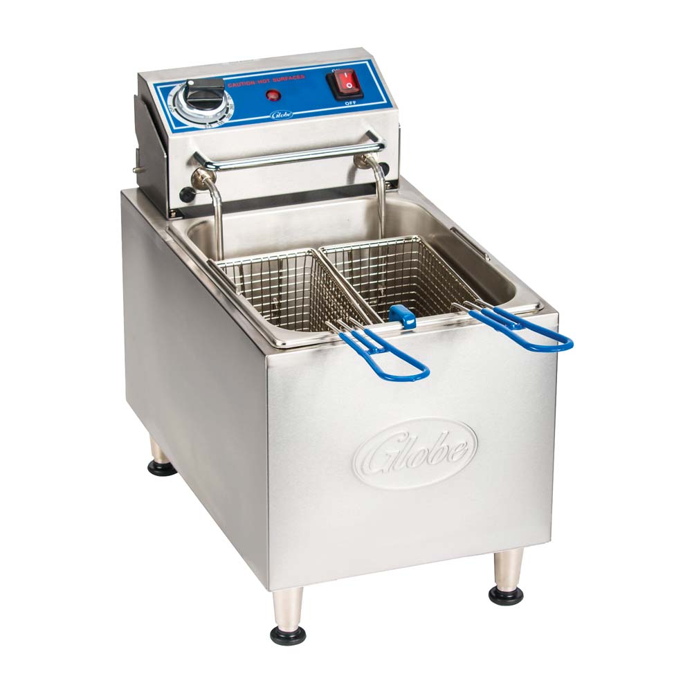 Globe PF10E Electric Countertop Fryer - 10 lb Capacity, Commercial Deep Fryer for Restaurants, Food Trucks & Home Kitchens - Perfect for Frying Chicken, Fish, Fries & More