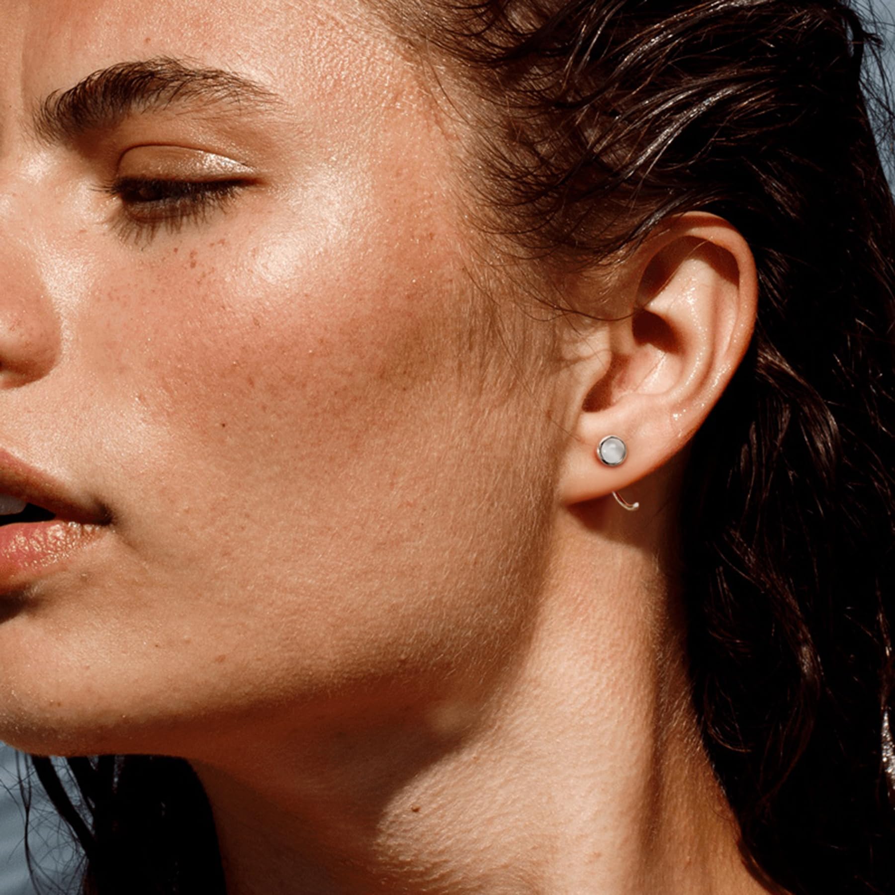 CHIC & ARTSY 925 Sterling Silver Hug Hoop Earrings with Created Gemstones - Fire Opal/Turquoise/Moonstone/CZ Tiny Hoop Earrings for Women | Perfect for Everyday Wear, Date Nights & Special Occasions