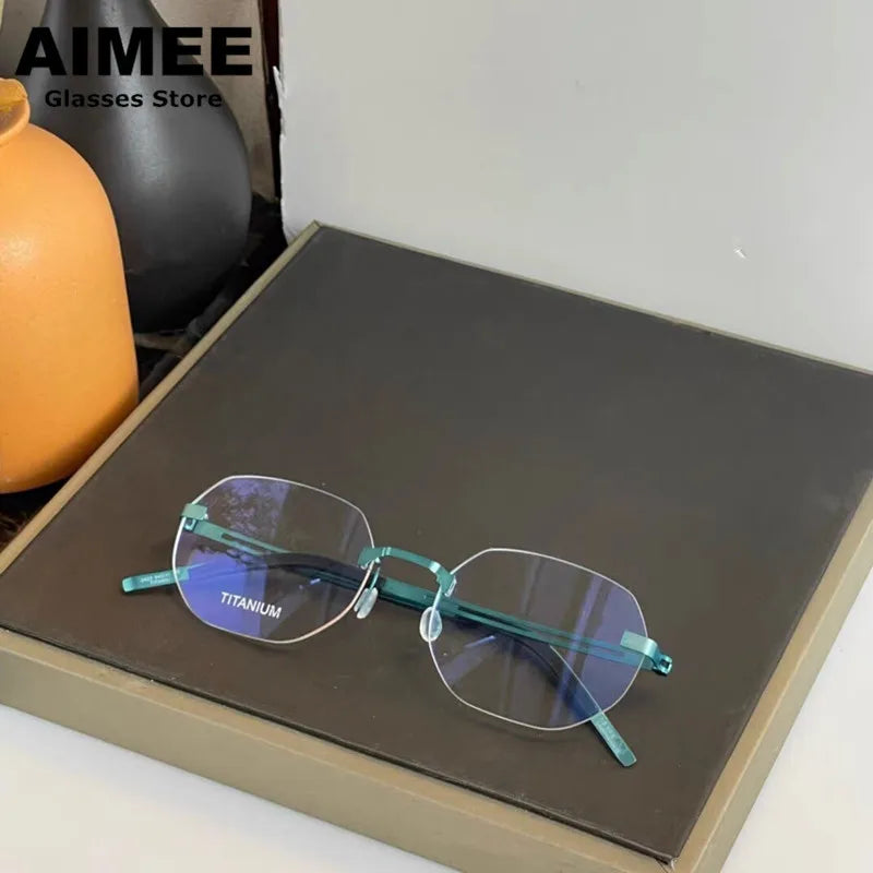 Aimee Women's Rimless Oval Square Screwless Titanium Eyeglasses 92423 - Lightweight Comfortable Glasses for Work, Reading & Fashion - Perfect for Office, Study & Daily Wear