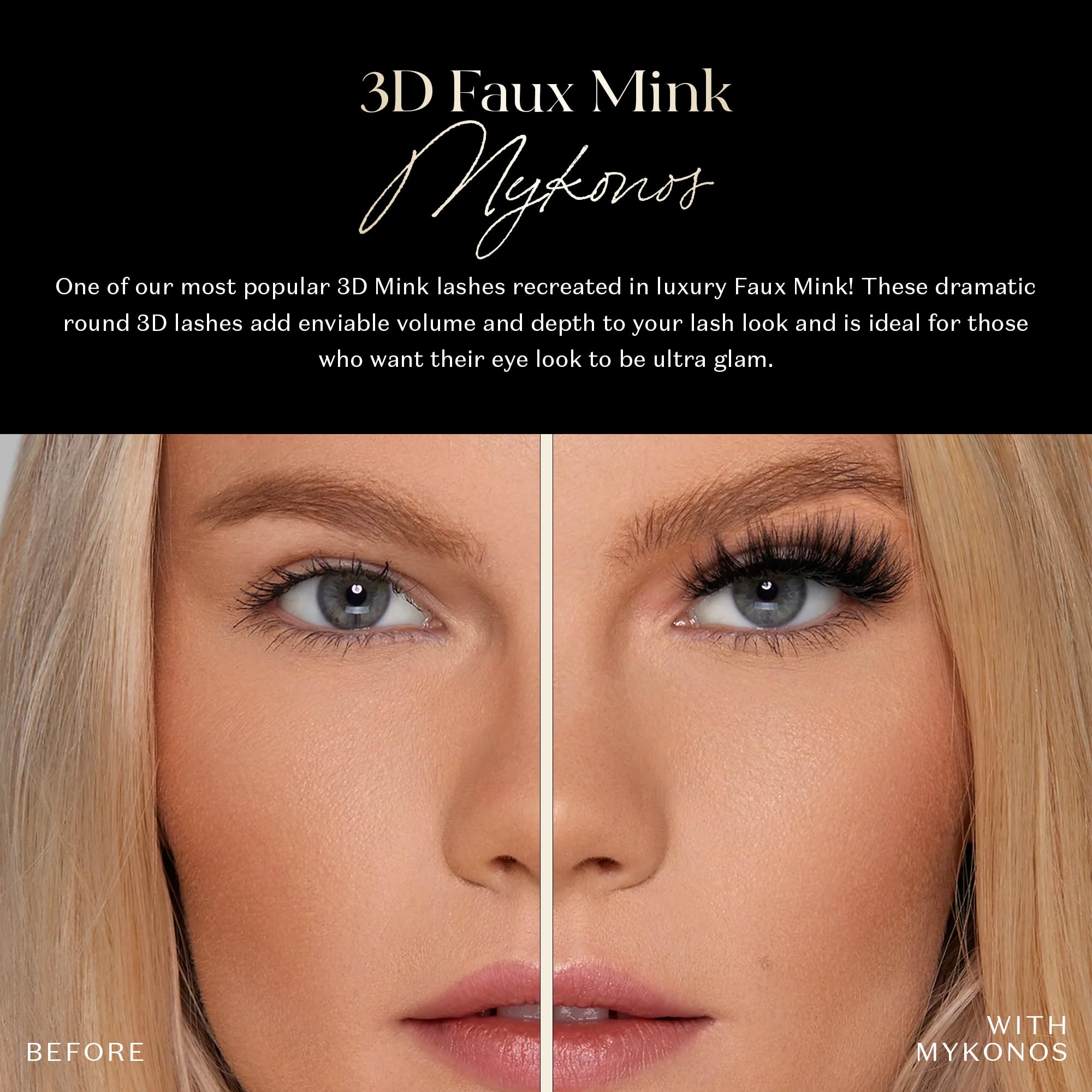 Lilly Lashes 3D Mykonos Flare Faux Mink Strip Eyelashes - Reusable Dramatic False Lashes for a Bold Look | Luxury Silk-Like Fibers | Perfect for Parties, Weddings & Special Occasions (Lash Glue Not Included)