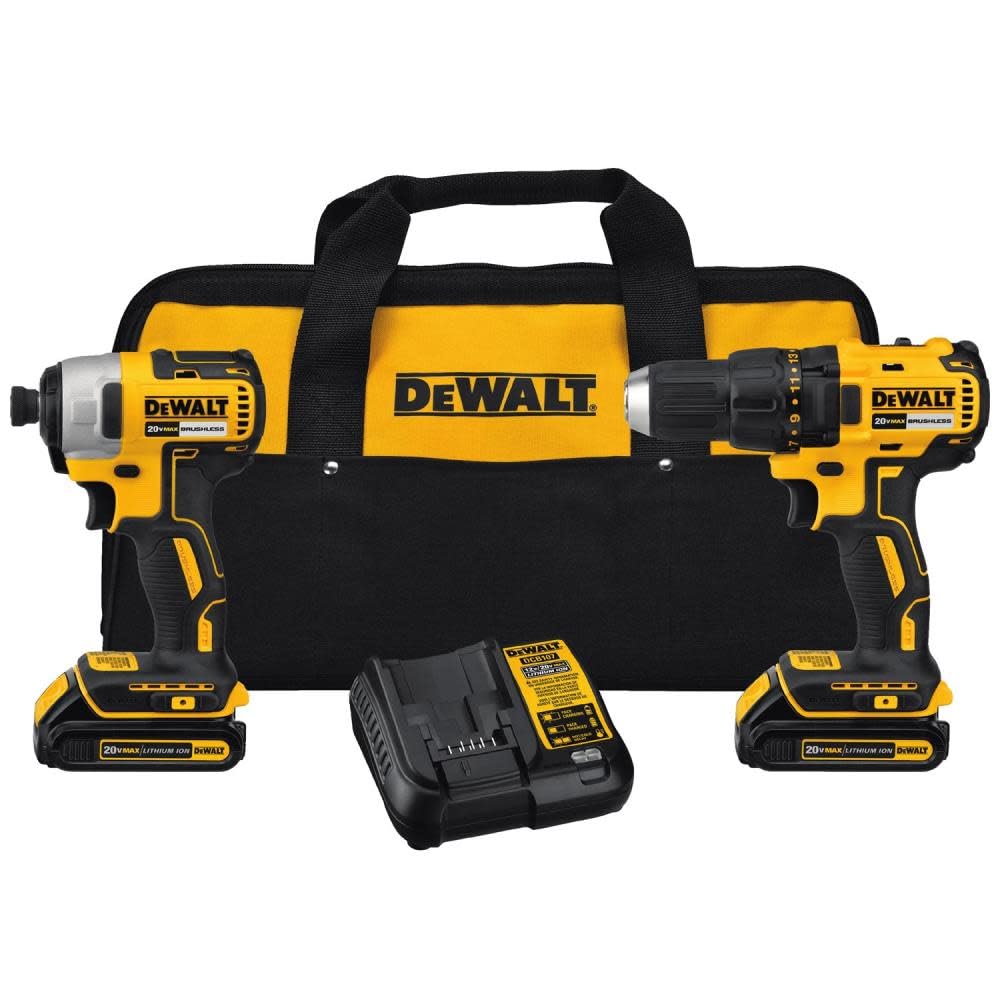 DEWALT 20V MAX* Brushless Cordless Drill and Impact Driver Combo Kit with 2 Batteries & Charger (DCK277C2) - Perfect for DIY Projects, Home Repairs, and Professional Construction Work