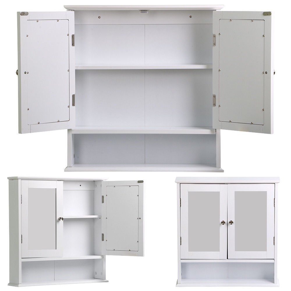 Adjustable Wooden Bathroom Wall Mirror Cabinet with Mounted Medicine Shelf - Space Saving Storage for Toiletries, Cosmetics & Essentials - Perfect for Bathroom, Vanity & Small Space Organization