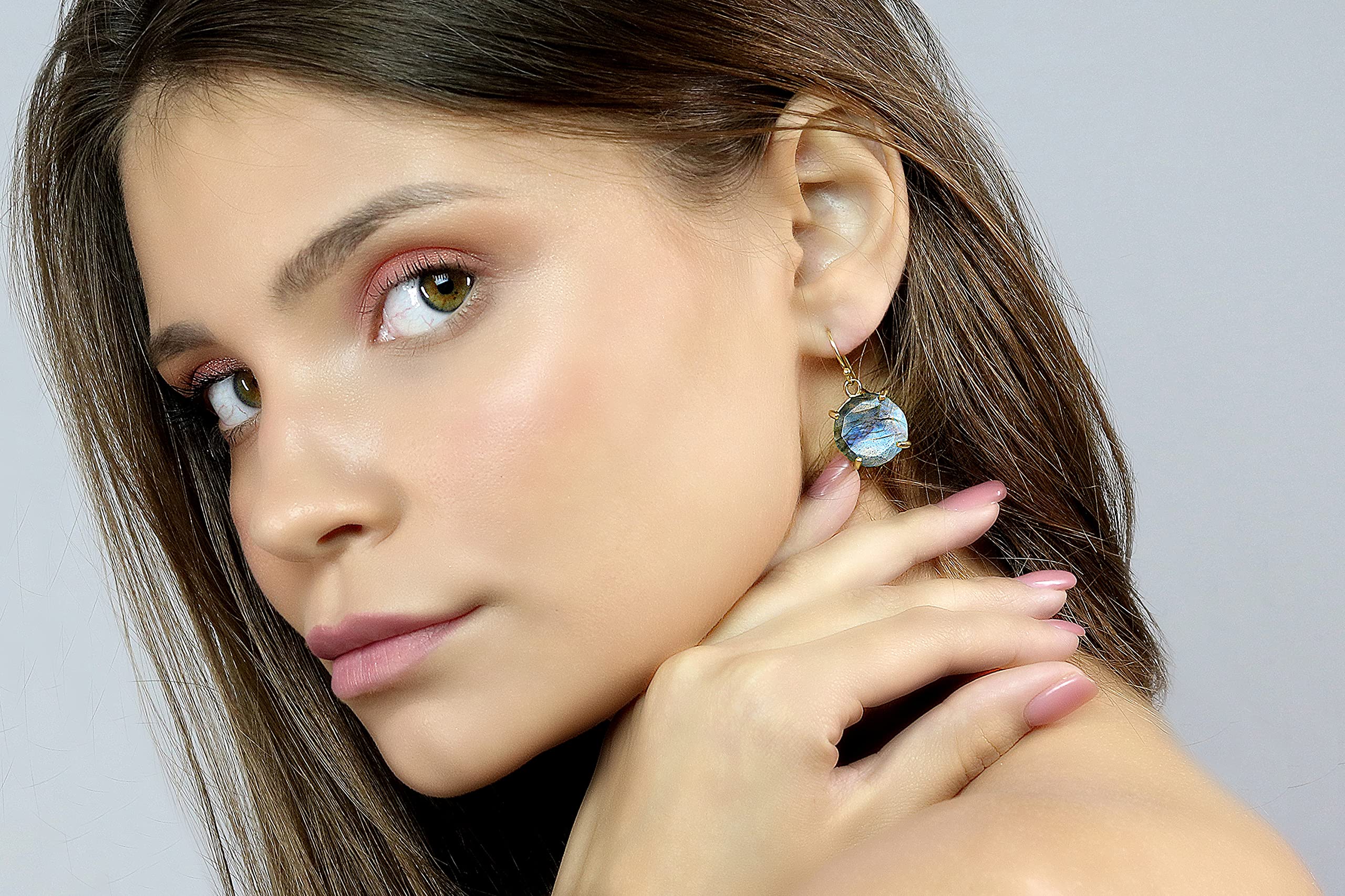 Handmade Anemone Blue Labradorite Dangle Earrings for Women - Sterling Silver Gemstone Jewelry with Gift Box - Customizable Artisan Earrings - Perfect for Weddings, Parties & Special Occasions