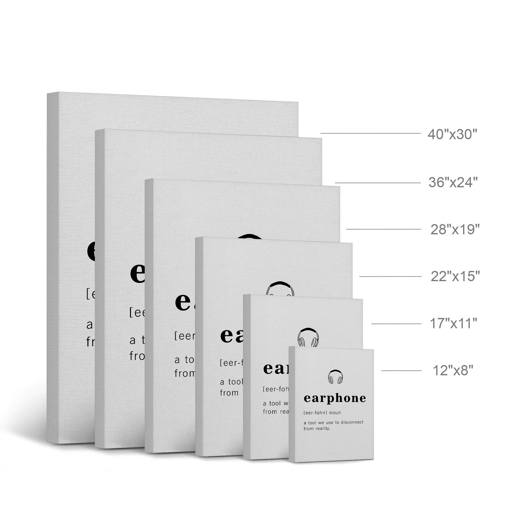 Funny Noun Dictionary Definition of Earphone Canvas Print - Inspirational Quote Wall Art for Office, Living Room, Bedroom & Bathroom - Home Decor Ready to Hang (36x24 inches) - Made in USA | Perfect Gift for Music Lovers & Headphone Enthusiasts