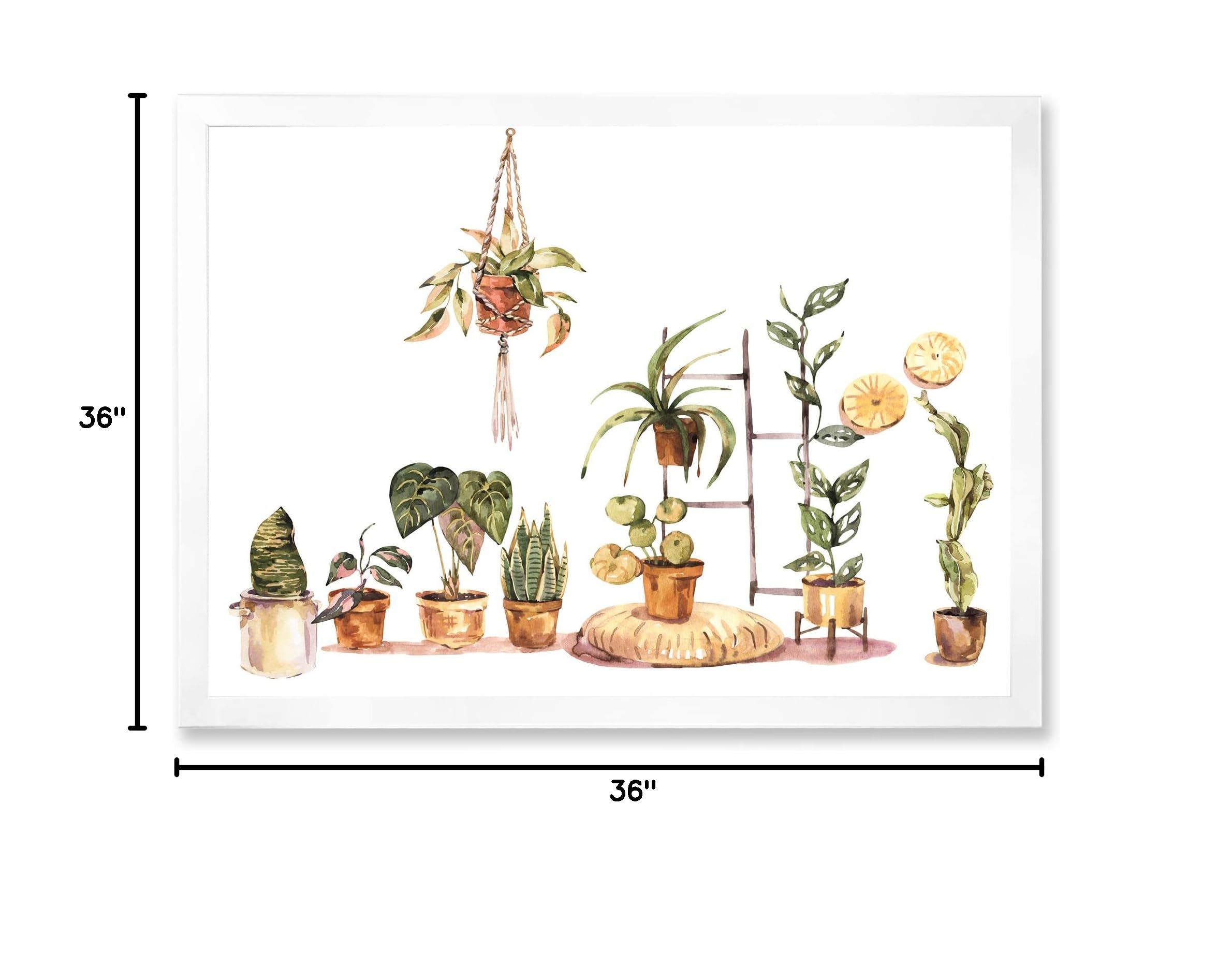 Indoor House Plants Urban Jungle II Traditional Framed Wall Art - Botanical Home Decor for Living Room, Bedroom & Office