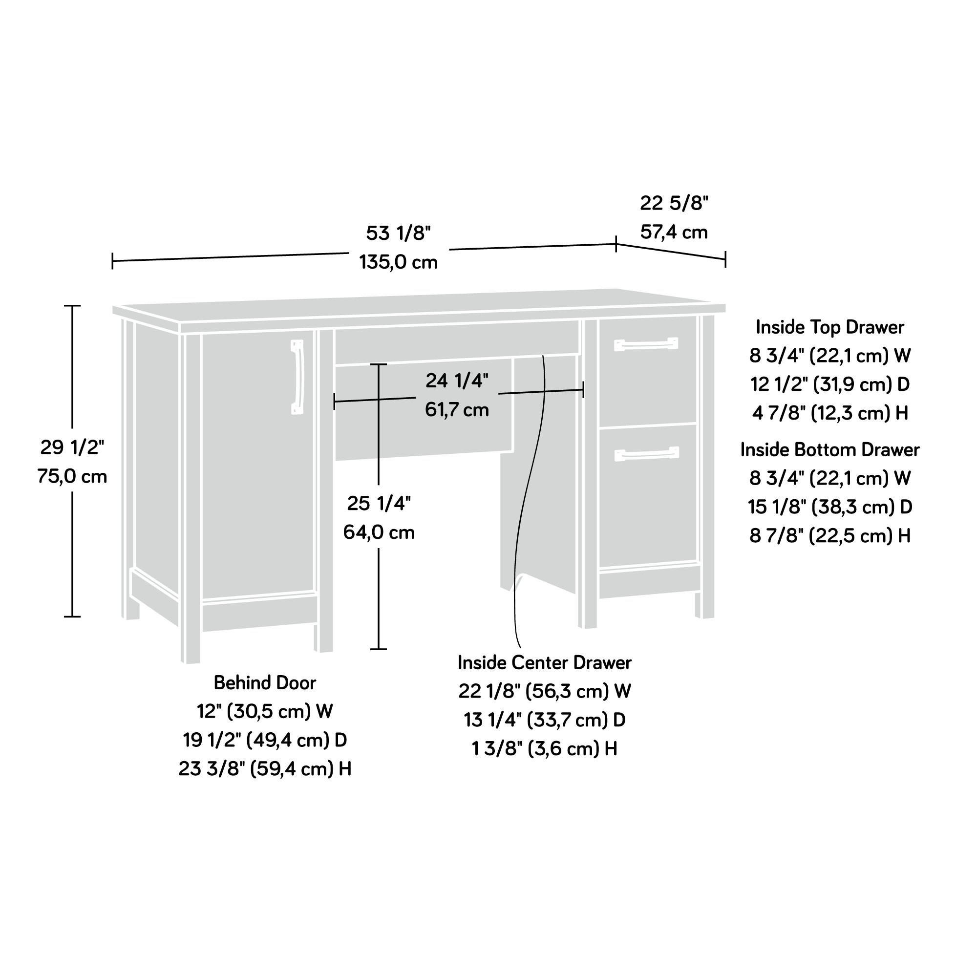 Sauder Cannery Bridge Computer Desk with Storage Drawers - Home Office Desk with File Cabinet, Sindoori Mango Finish - Perfect for Small Spaces, Remote Work & Study Rooms