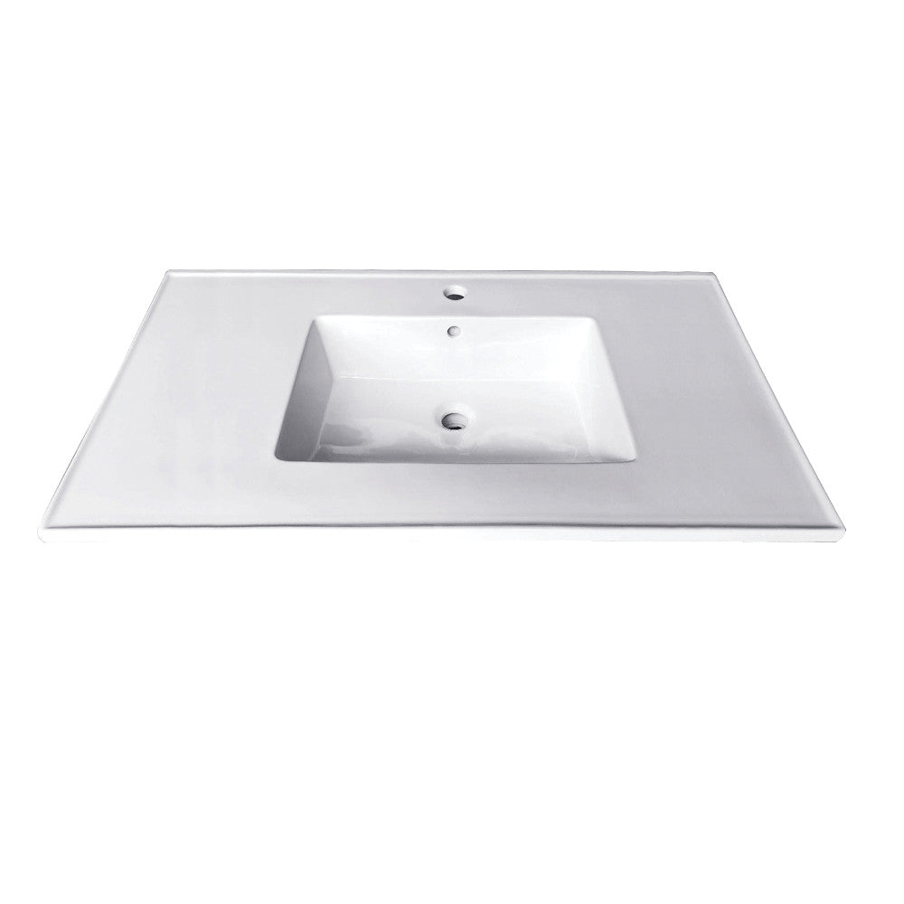Continental 31 x 22 Inch White Ceramic Bathroom Vanity Top with 1-Hole Faucet & Integrated Basin - Perfect for Modern Bathroom Renovations and Small Space Solutions