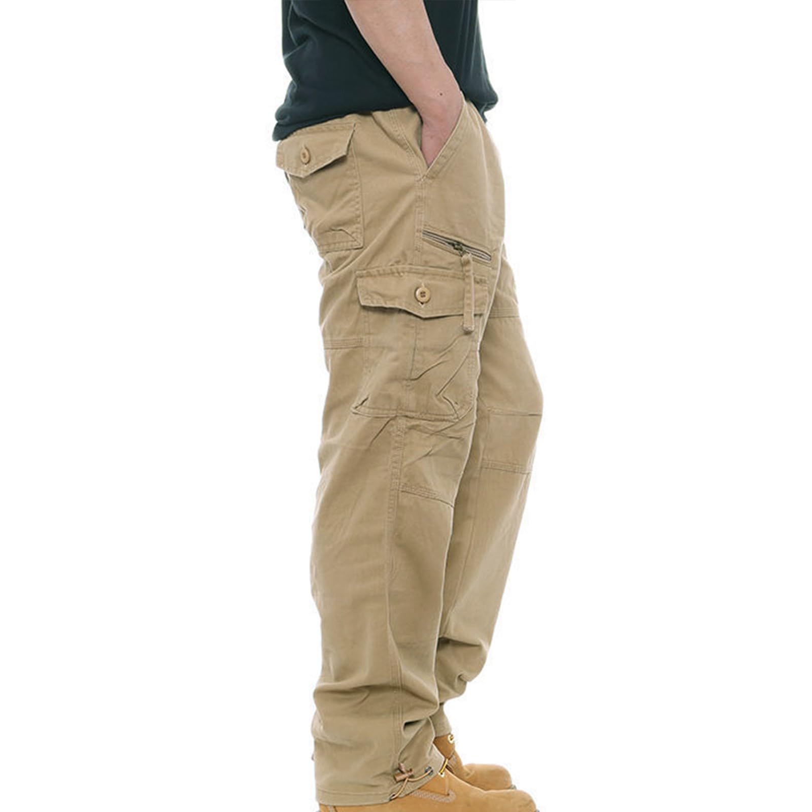 Men's Straight Fit Cotton Cargo Pants - Durable Tactical Casual Pants for Hiking, Outdoor Activities & Everyday Wear | Comfortable Loose Fit Activewear