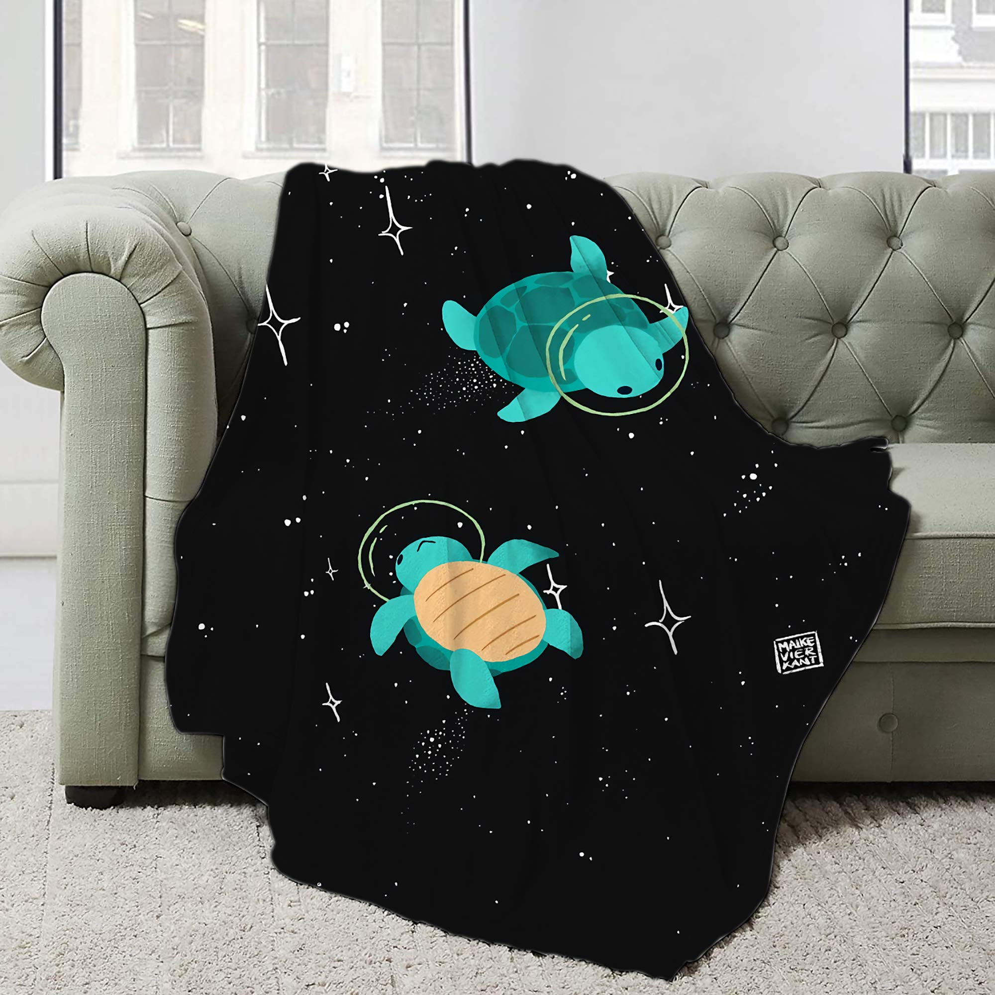 Space Turtles Fleece Blanket - Super Soft Lightweight 120