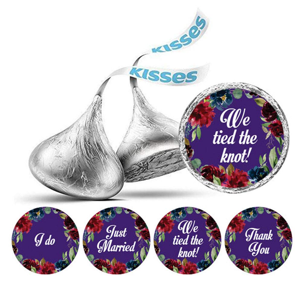 190 Pcs Violet Wedding Floral Stickers - DIY Chocolate Labels for Party Decor