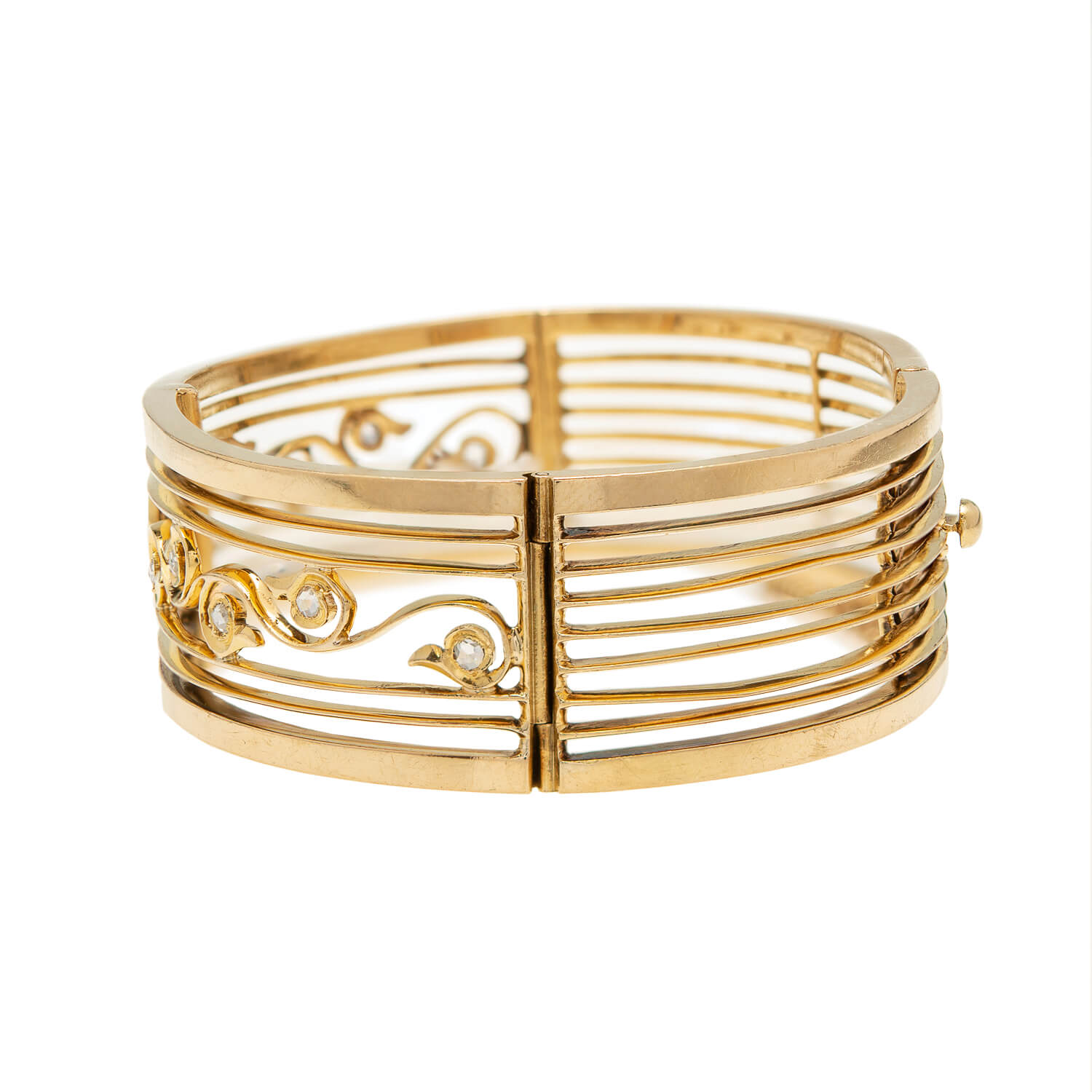 18K Victorian French Diamond Bangle Bracelet - Elegant Vintage Jewelry for Weddings, Anniversaries & Special Occasions