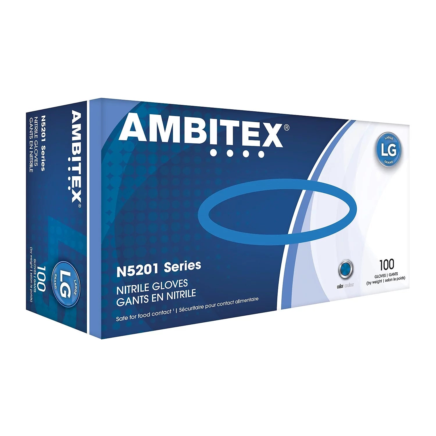Ambitex N5201 Powder-Free Nitrile Gloves - Small, Blue, 100 Gloves per Box - Ideal for Medical, Dental, Laboratory & Food Handling Safety