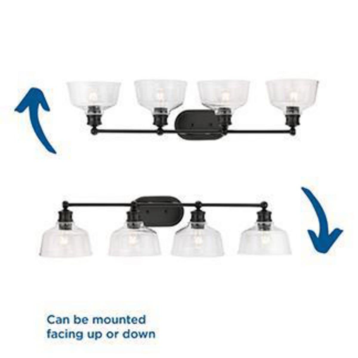 Progress Lighting P300398-31M Singleton Collection 4-Light Bathroom Vanity Light Fixture in Matte Black - Perfect for Modern Bathrooms, Powder Rooms & Dressing Areas