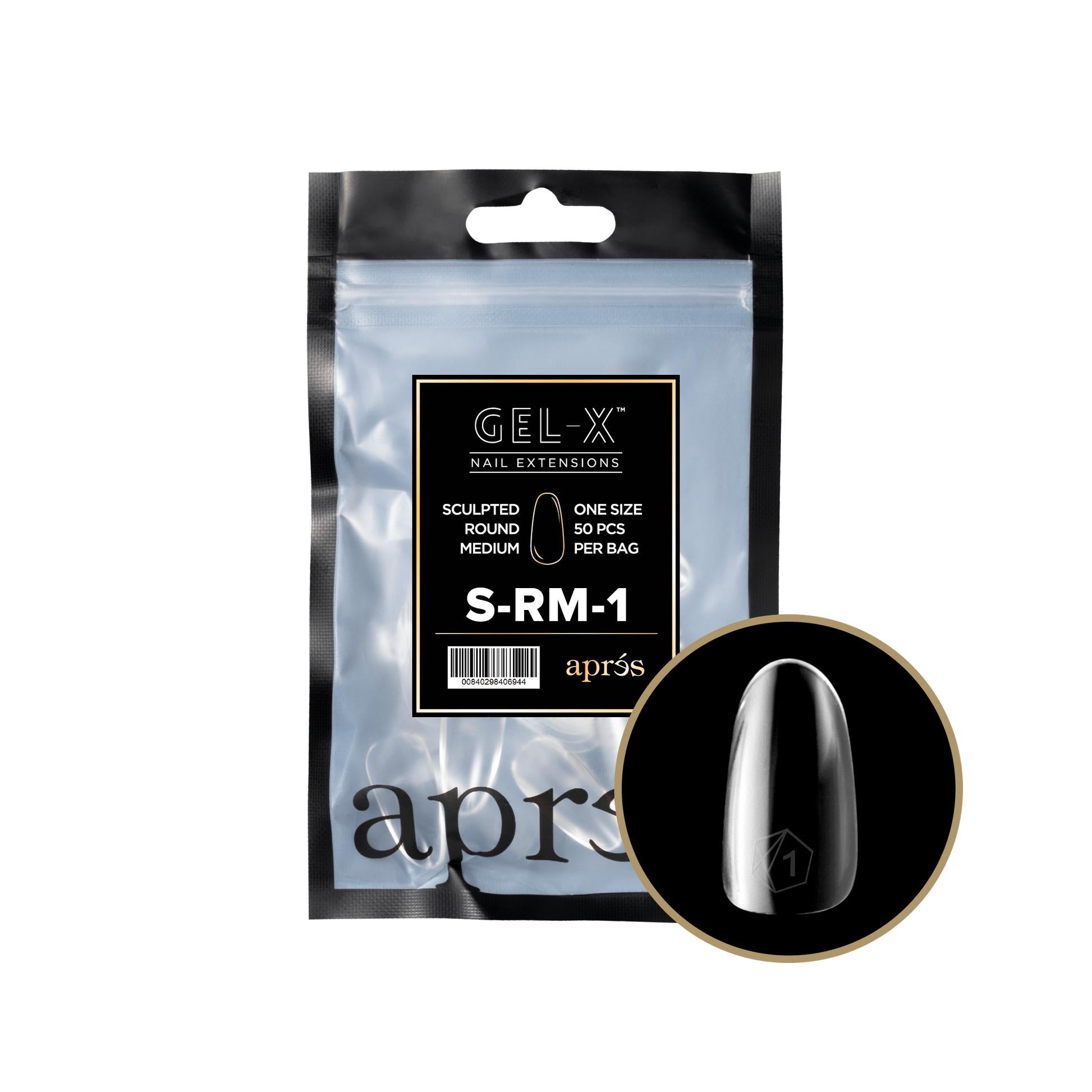 Apres Gel X 2.0 Refill Bags - Sculpted Round Medium Size 1 (50 Pcs) | Professional Nail Extension Kit for Salon & Home Manicure | Perfect for DIY Nail Art & Long-Lasting Wear