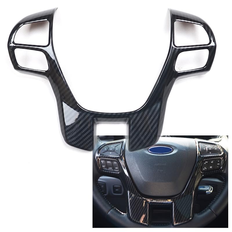 Carbon Fiber Steering Wheel Cover for Ford Ranger 2019-2021 - Durable Auto Trim Upgrade