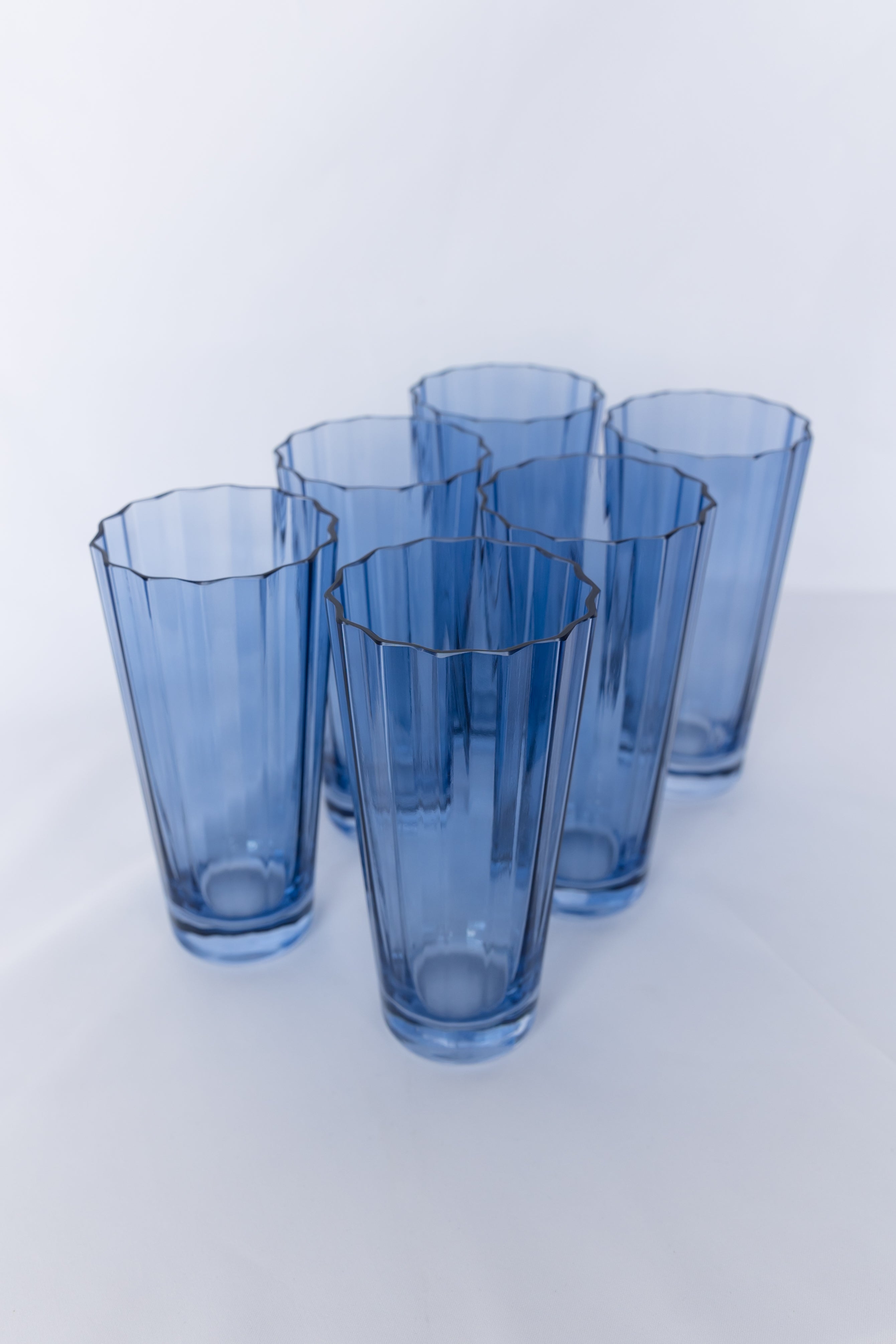 Estelle Colored Sunday Highball Glasses Set of 6 - Cobalt Blue Drinking Glasses for Cocktails, Juice & Iced Beverages - Perfect for Home Bar, Parties & Gift Giving