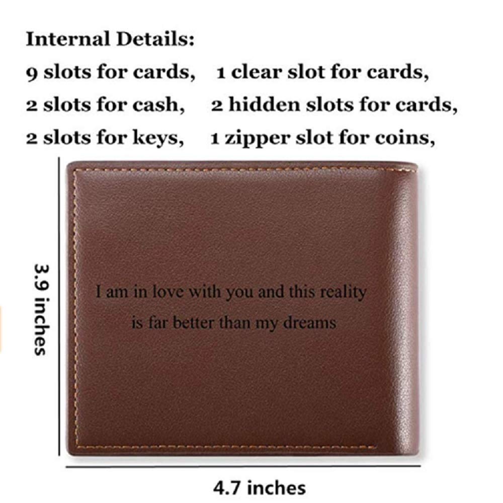 Custom Photo PU Leather Wallet for Men - Personalized Engraved Men's Wallet - Unique Father's Day Gift for Husband, Dad, Son, Boyfriend & Groomsmen (Customizable) - Perfect for Weddings, Anniversaries & Special Occasions